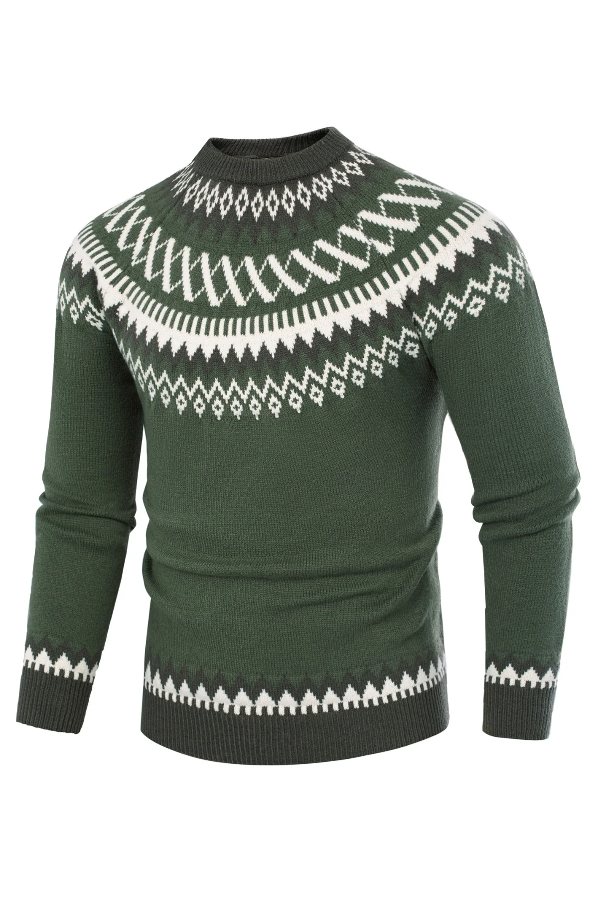 PJ Paul Jones Men's Fair Isle Crewneck Sweater Vintage Casual Pattern Knit Long Sleeve Pullover Sweater - Image 23