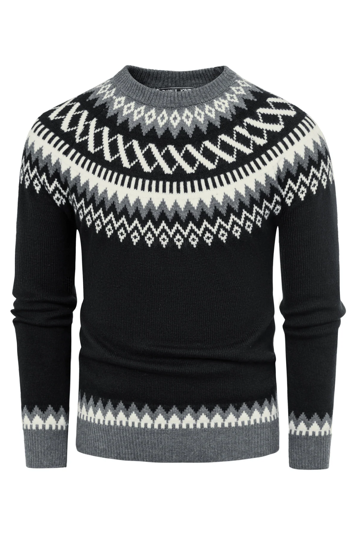 PJ Paul Jones Men's Fair Isle Crewneck Sweater Vintage Casual Pattern Knit Long Sleeve Pullover Sweater - Image 3