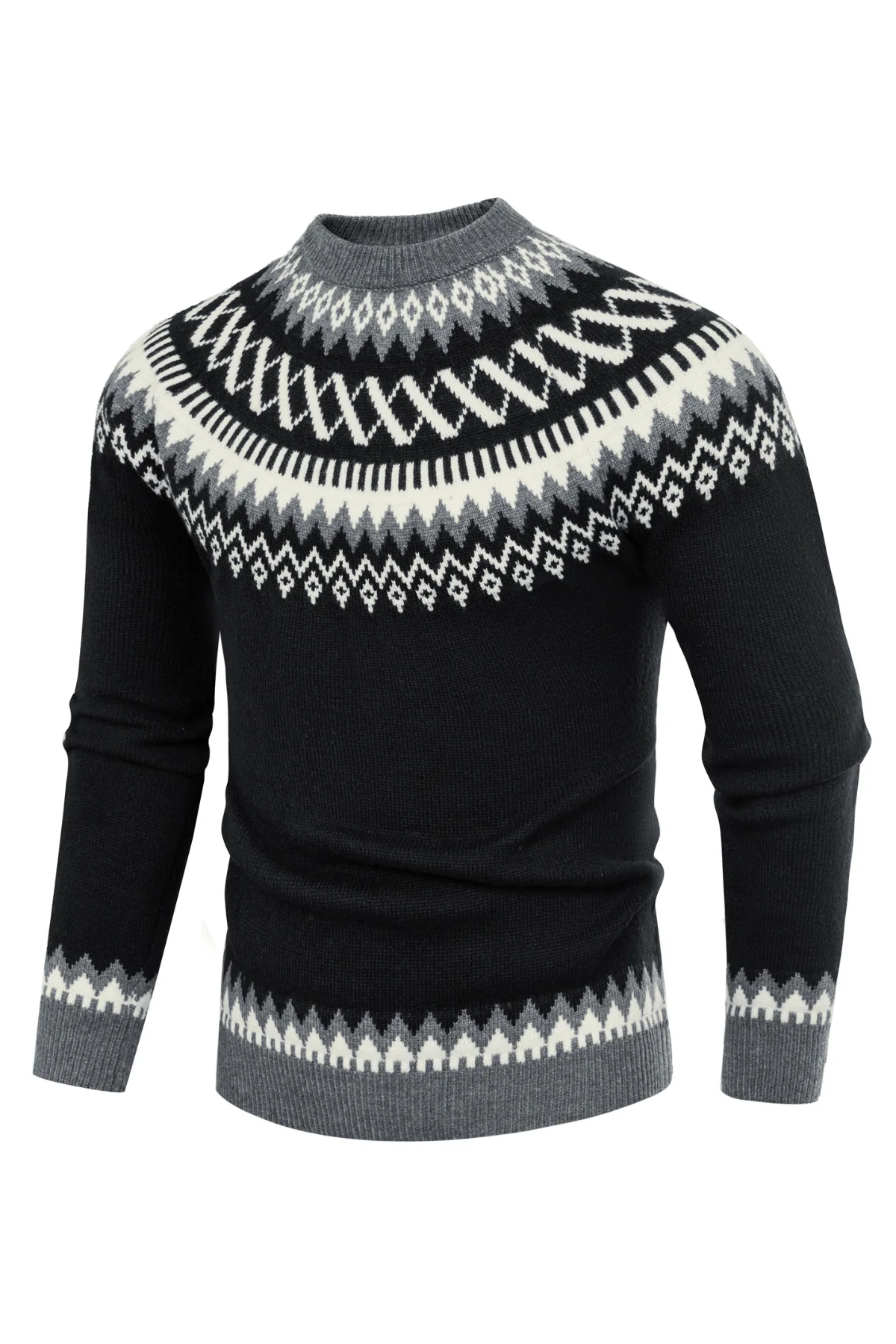 PJ Paul Jones Men's Fair Isle Crewneck Sweater Vintage Casual Pattern Knit Long Sleeve Pullover Sweater - Image 4