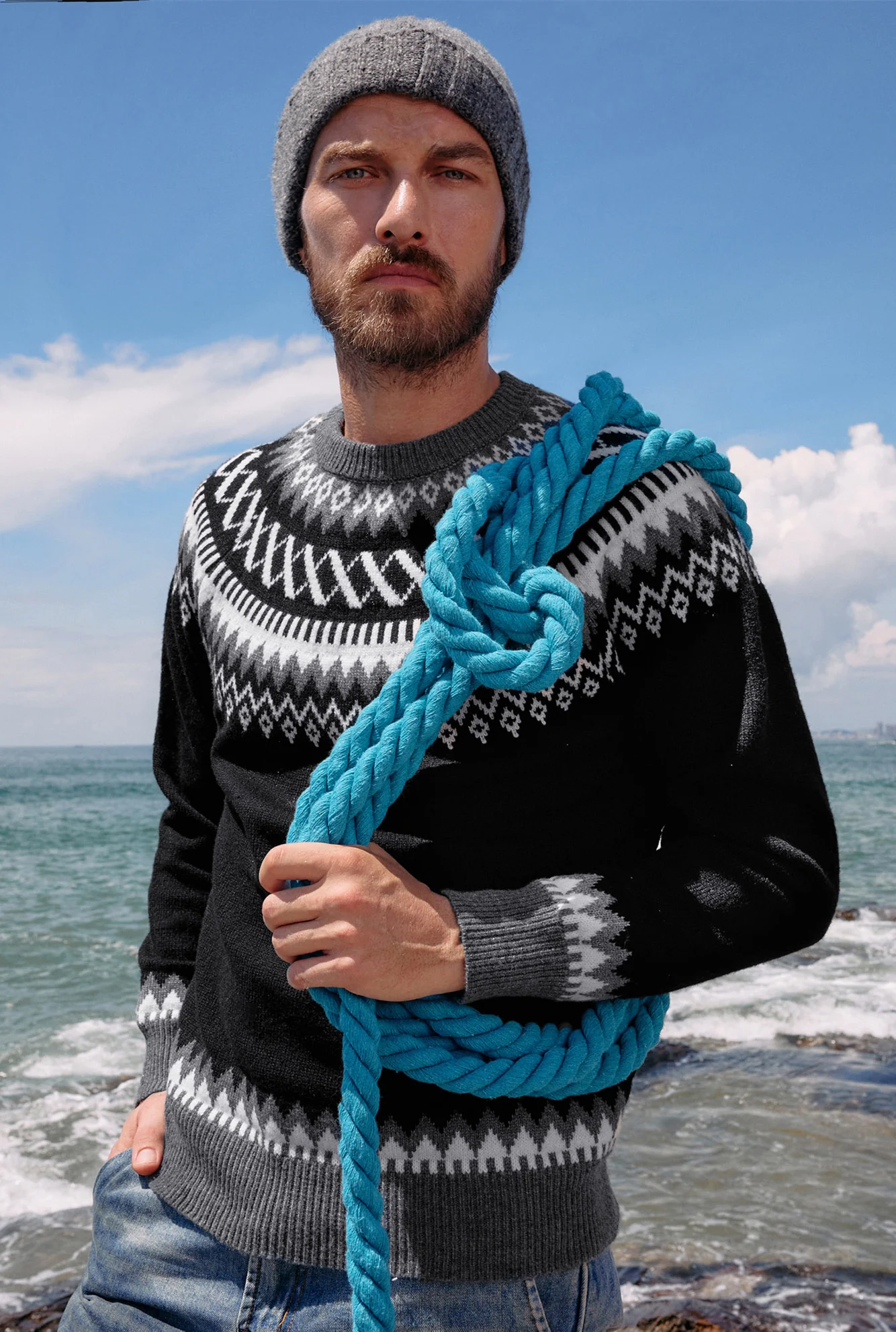 PJ Paul Jones Men's Fair Isle Crewneck Sweater Vintage Casual Pattern Knit Long Sleeve Pullover Sweater - Image 9