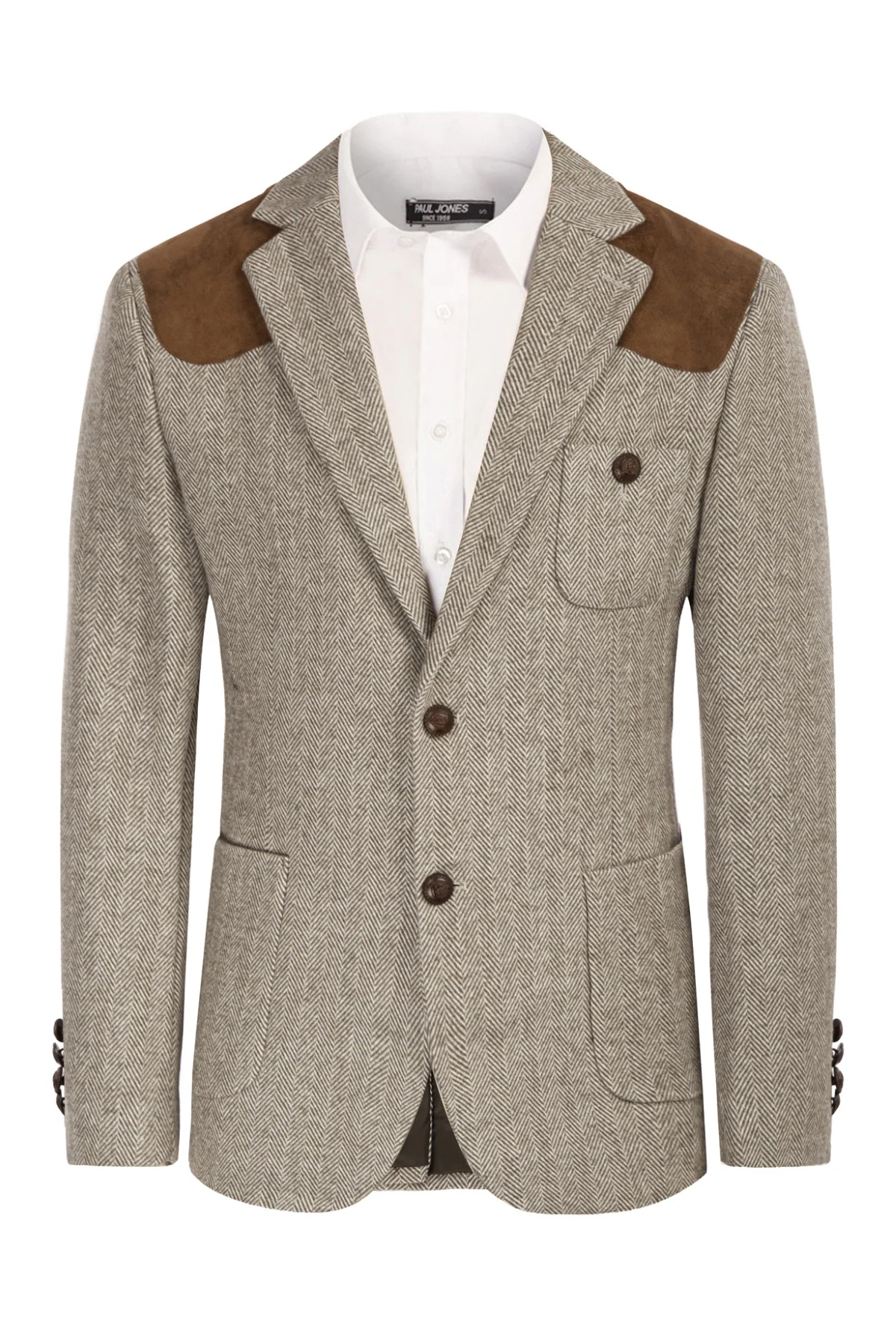 Mens British Wool Blend Suit Two Button Blazer Patchwork Tweed Sport Coats - Image 11
