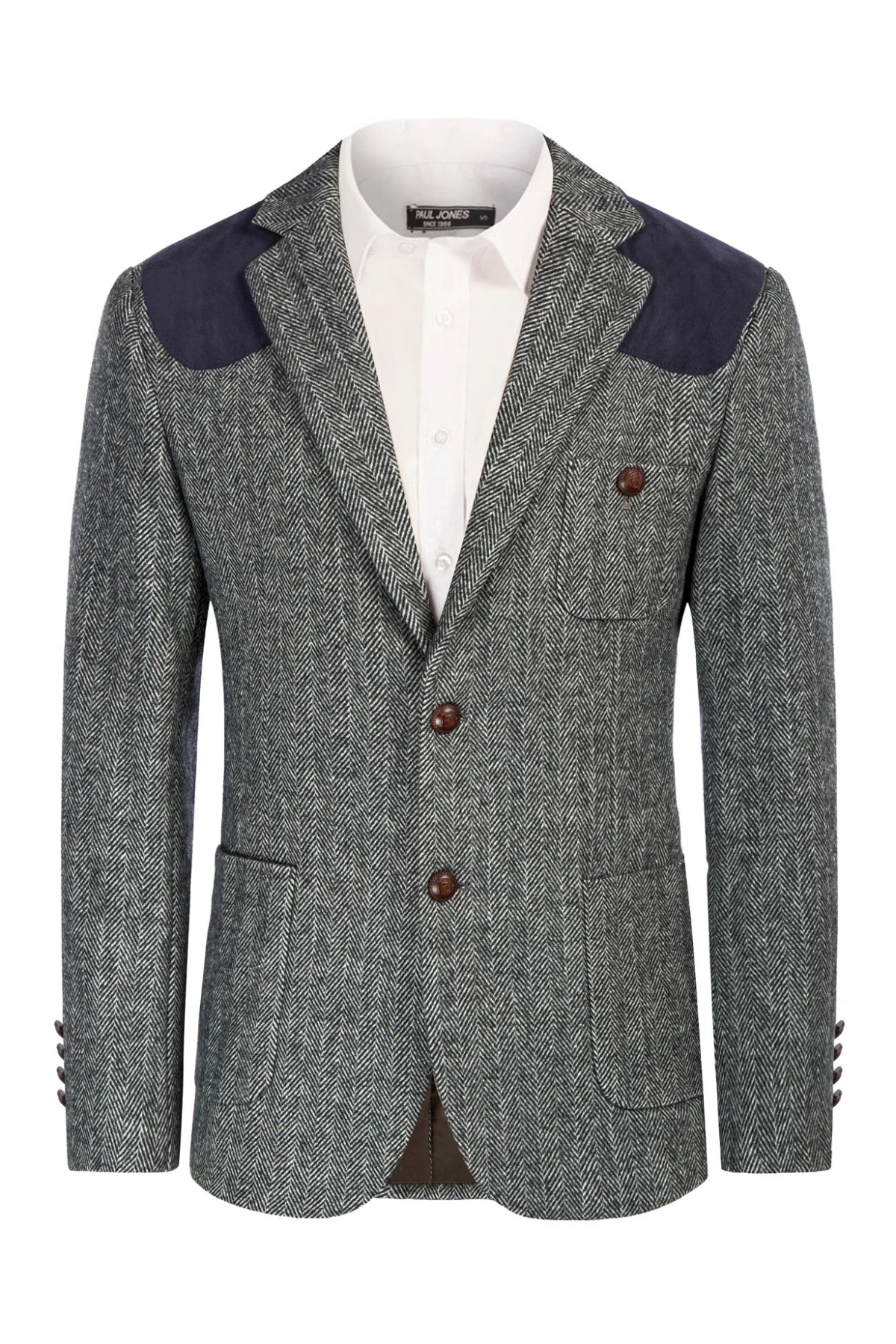 Mens British Wool Blend Suit Two Button Blazer Patchwork Tweed Sport Coats - Image 19