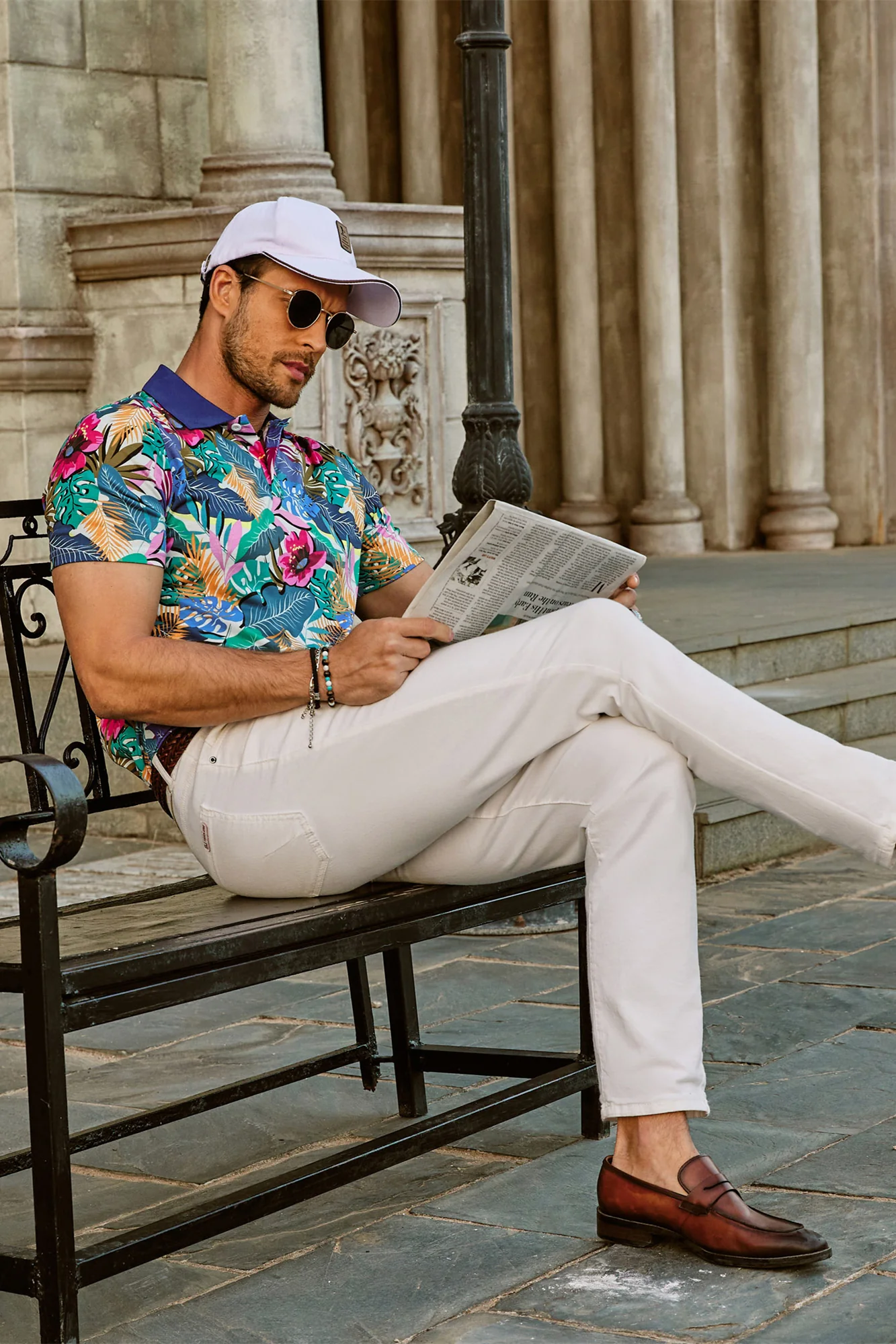 Mens Flower Polo Shirts Vintage Print Casual Tee Pullover Shirts for Summer - Image 20