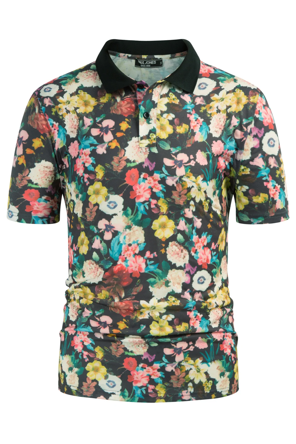 Mens Flower Polo Shirts Vintage Print Casual Tee Pullover Shirts for Summer - Image 3