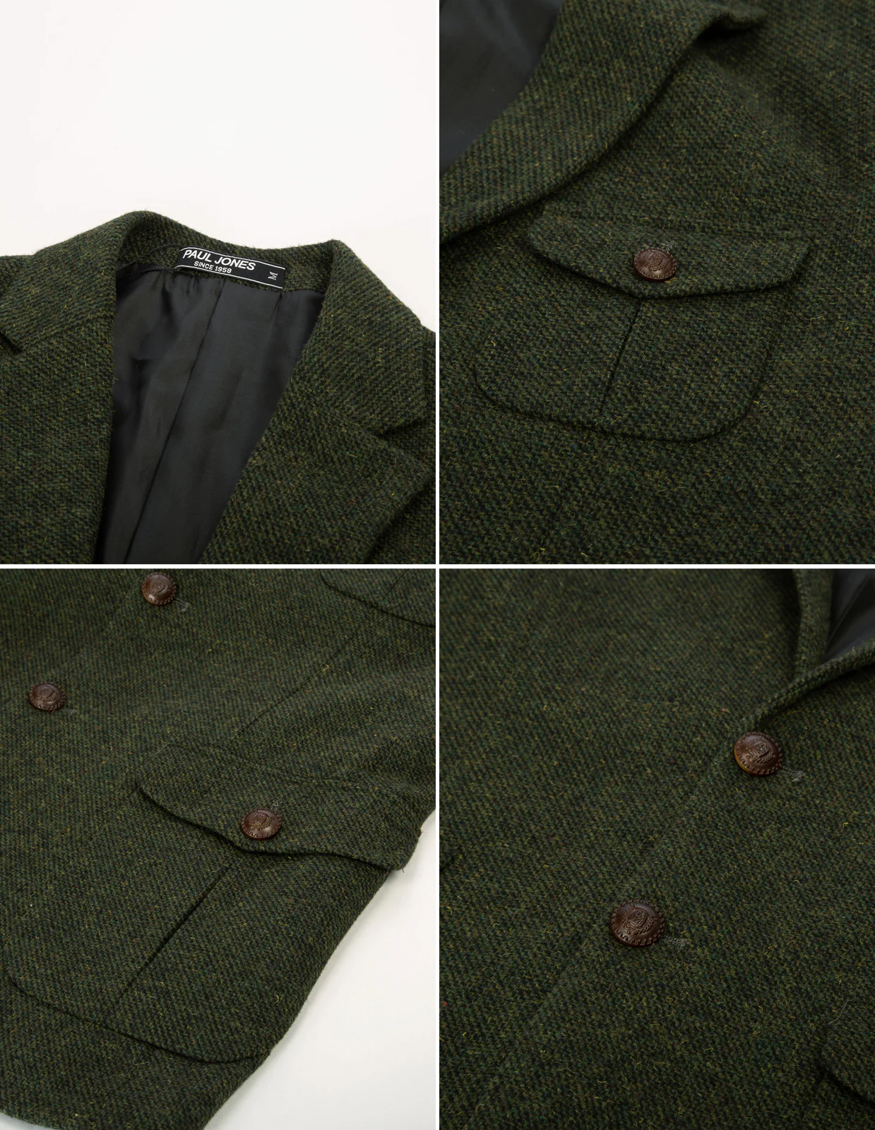 Men Herring Bone Textured Blazer Coat Notch Lapel Two Buttons Coat - Image 17