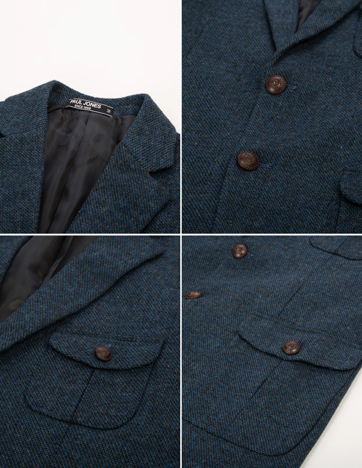 Men Herring Bone Textured Blazer Coat Notch Lapel Two Buttons Coat - Image 27