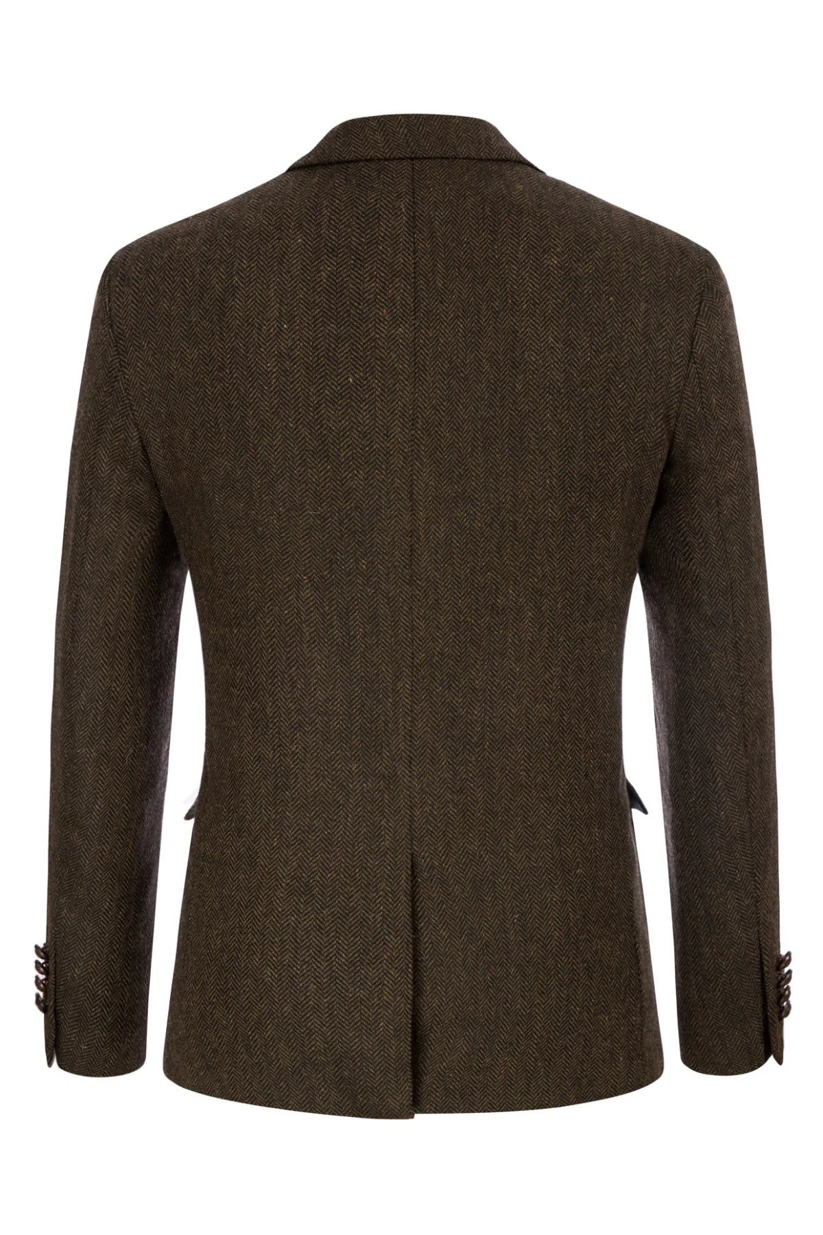 Men Herring Bone Textured Blazer Coat Notch Lapel Two Buttons Coat - Image 9