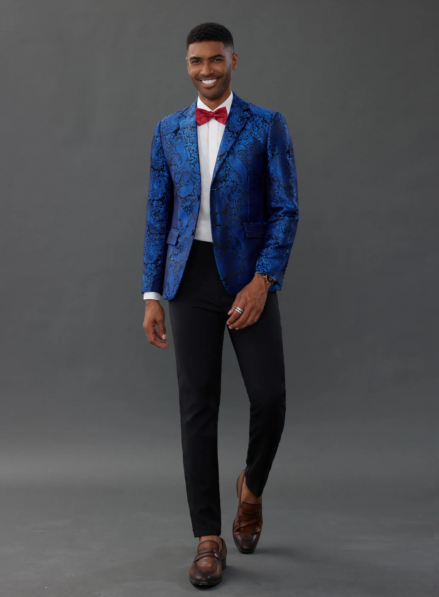 Mens Floral Tuxedo Two Buttons Jacket Paisley Suit Blazer Jacket for Dinner Prom - Image 12