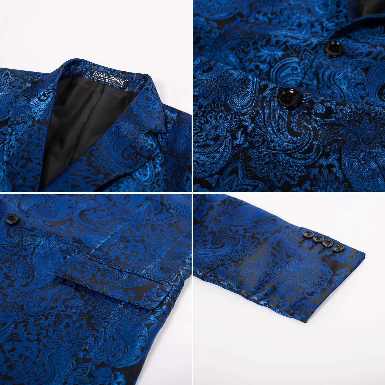 Mens Floral Tuxedo Two Buttons Jacket Paisley Suit Blazer Jacket for Dinner Prom - Image 13