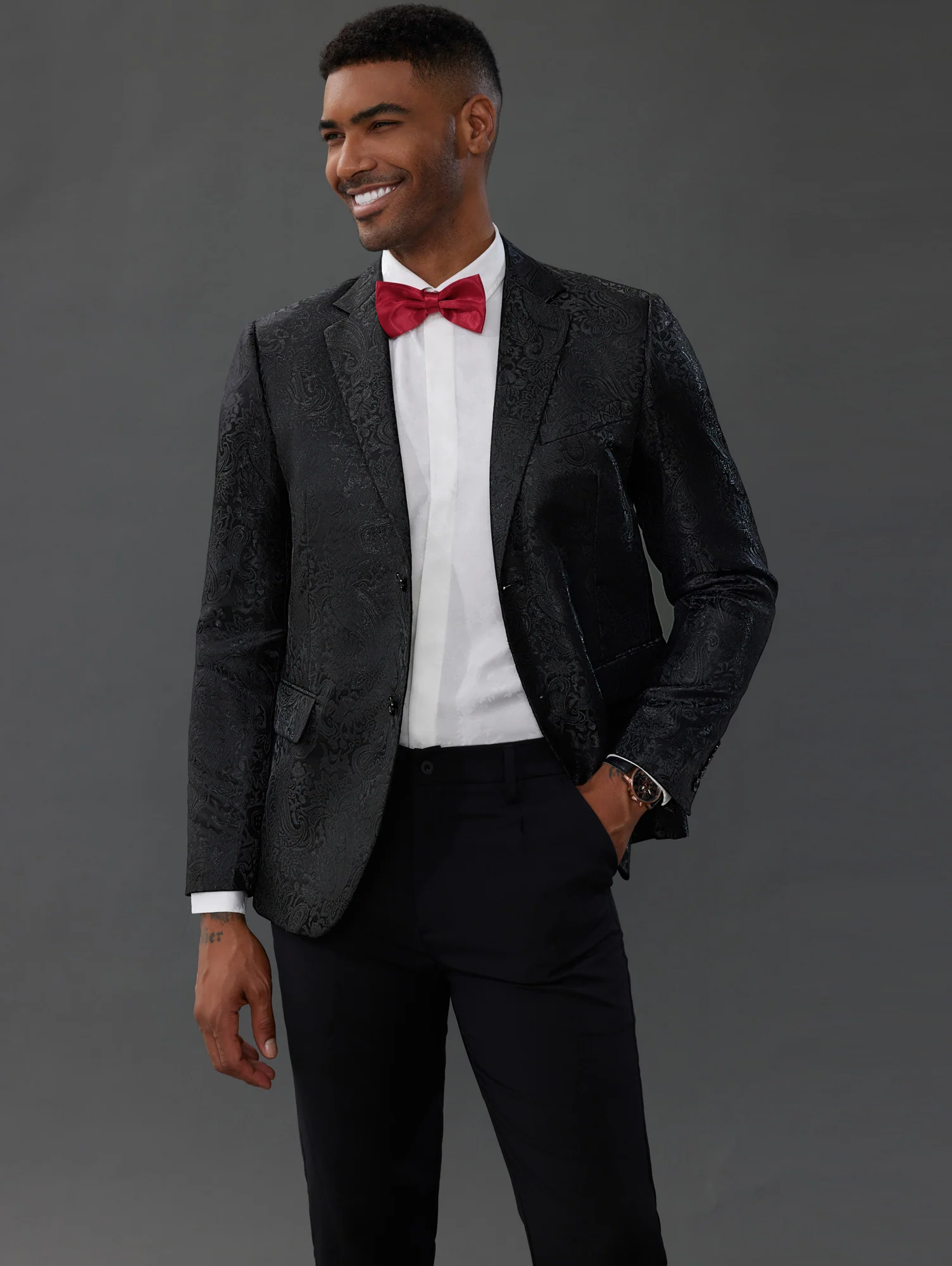 Mens Floral Tuxedo Two Buttons Jacket Paisley Suit Blazer Jacket for Dinner Prom - Image 16