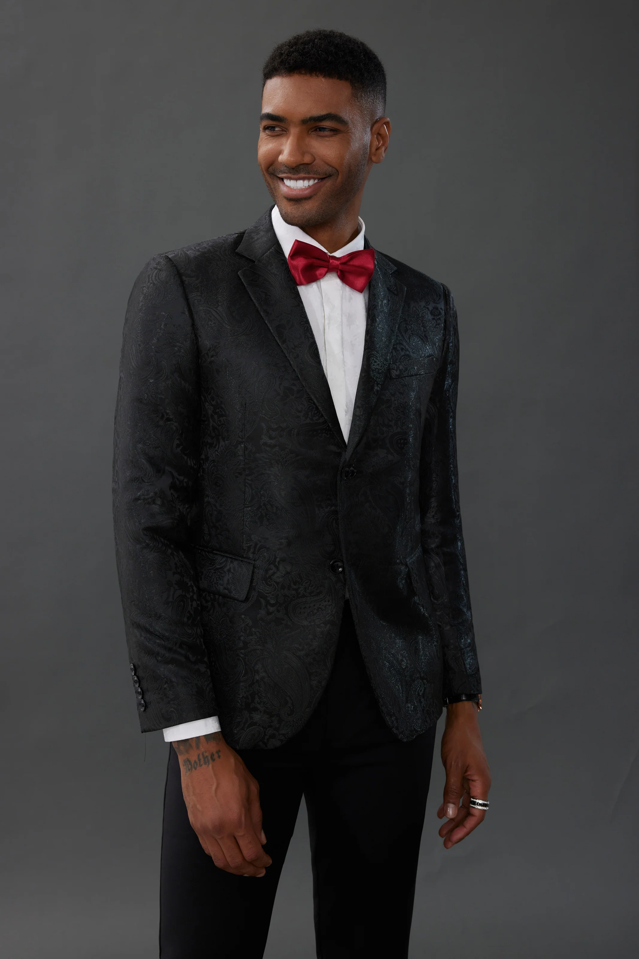 Mens Floral Tuxedo Two Buttons Jacket Paisley Suit Blazer Jacket for Dinner Prom - Image 17