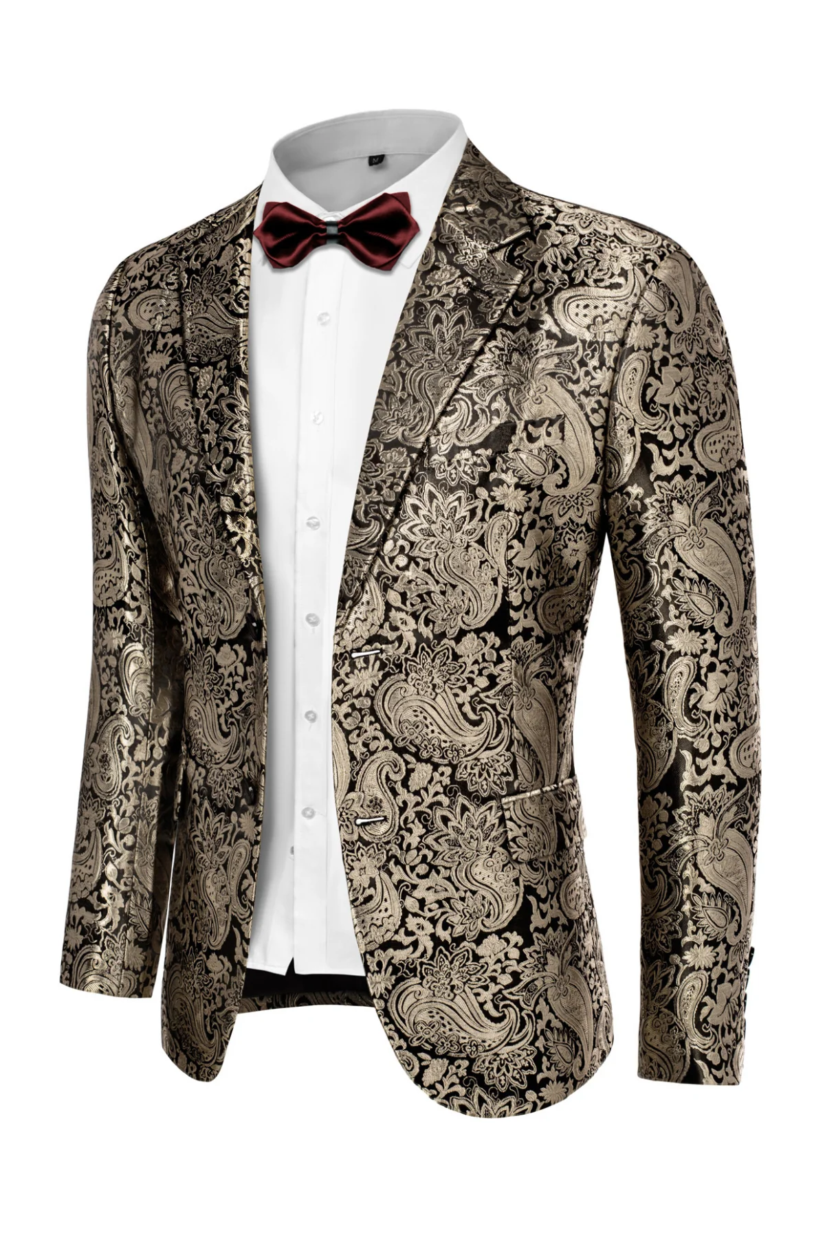 Mens Floral Tuxedo Two Buttons Jacket Paisley Suit Blazer Jacket for Dinner Prom - Image 5