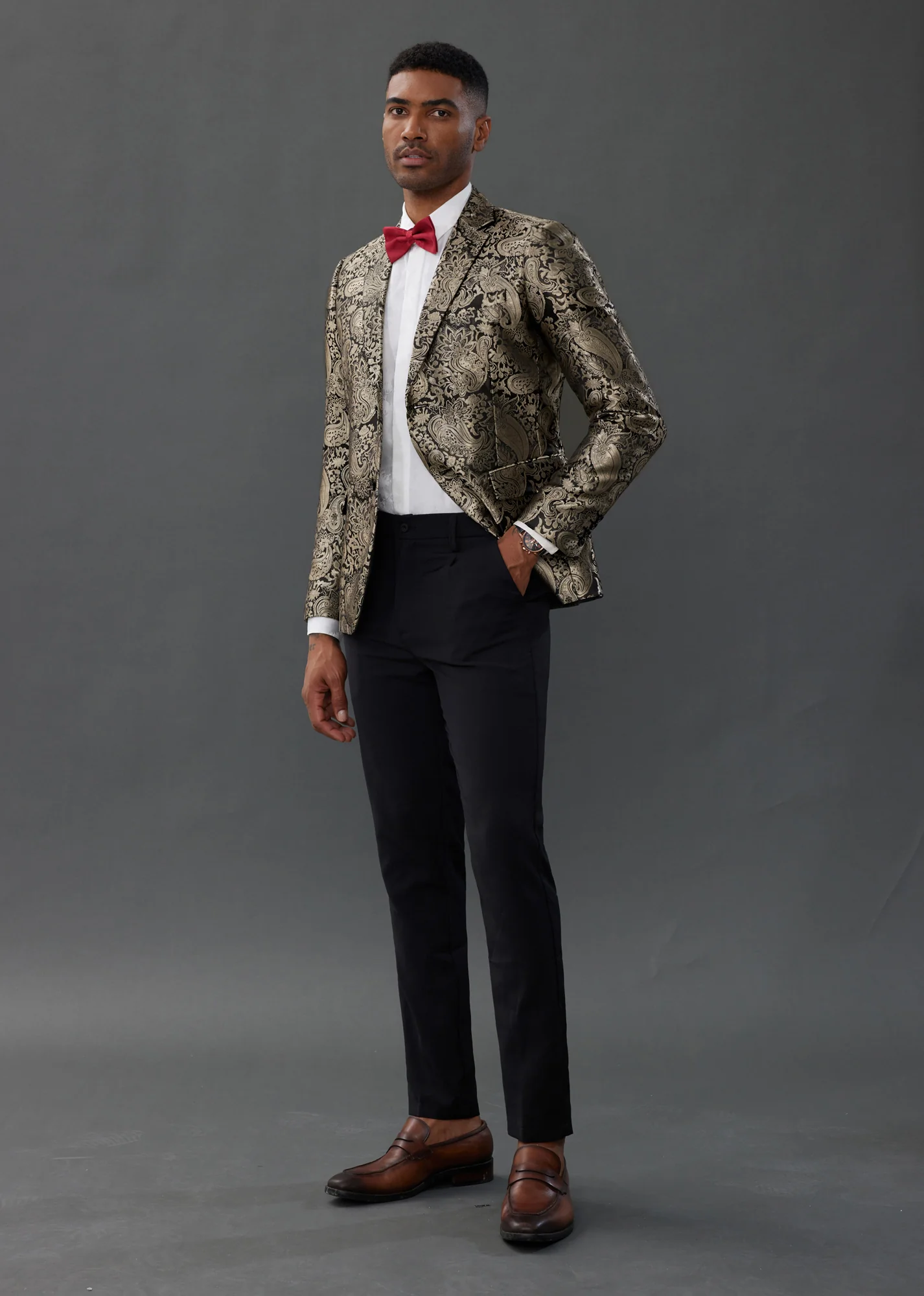 Mens Floral Tuxedo Two Buttons Jacket Paisley Suit Blazer Jacket for Dinner Prom - Image 6