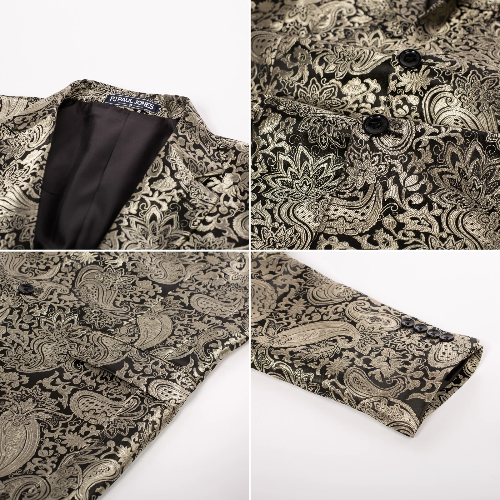 Mens Floral Tuxedo Two Buttons Jacket Paisley Suit Blazer Jacket for Dinner Prom - Image 8