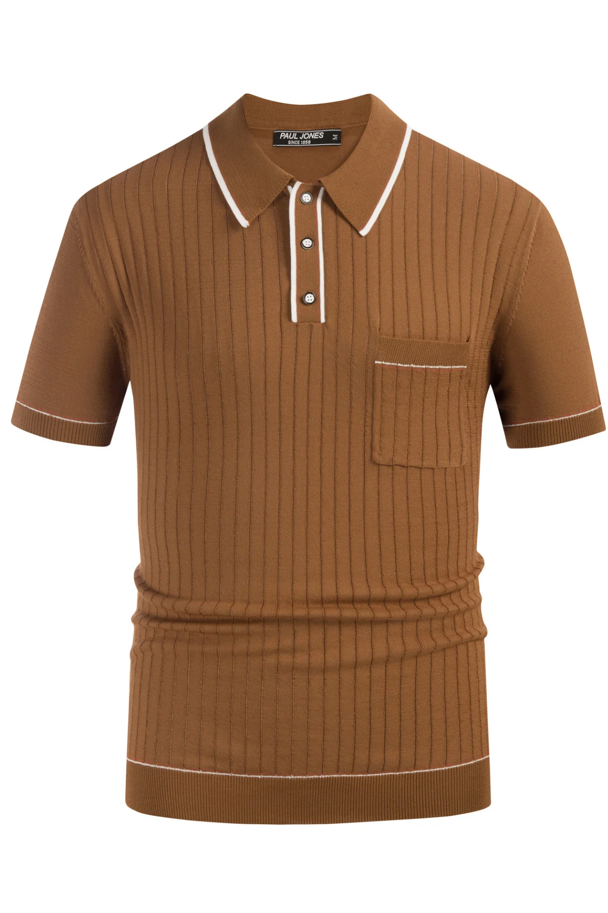 Men's Short Sleeve Knit Button Polo Shirts Casual Pullover Golf Shirt with Pockets - Image 12