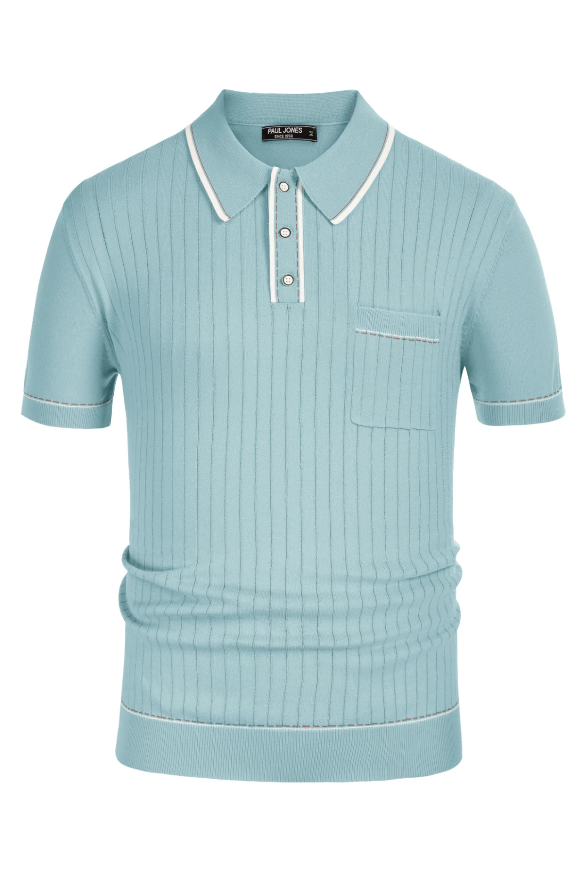 Men's Short Sleeve Knit Button Polo Shirts Casual Pullover Golf Shirt with Pockets - Image 22