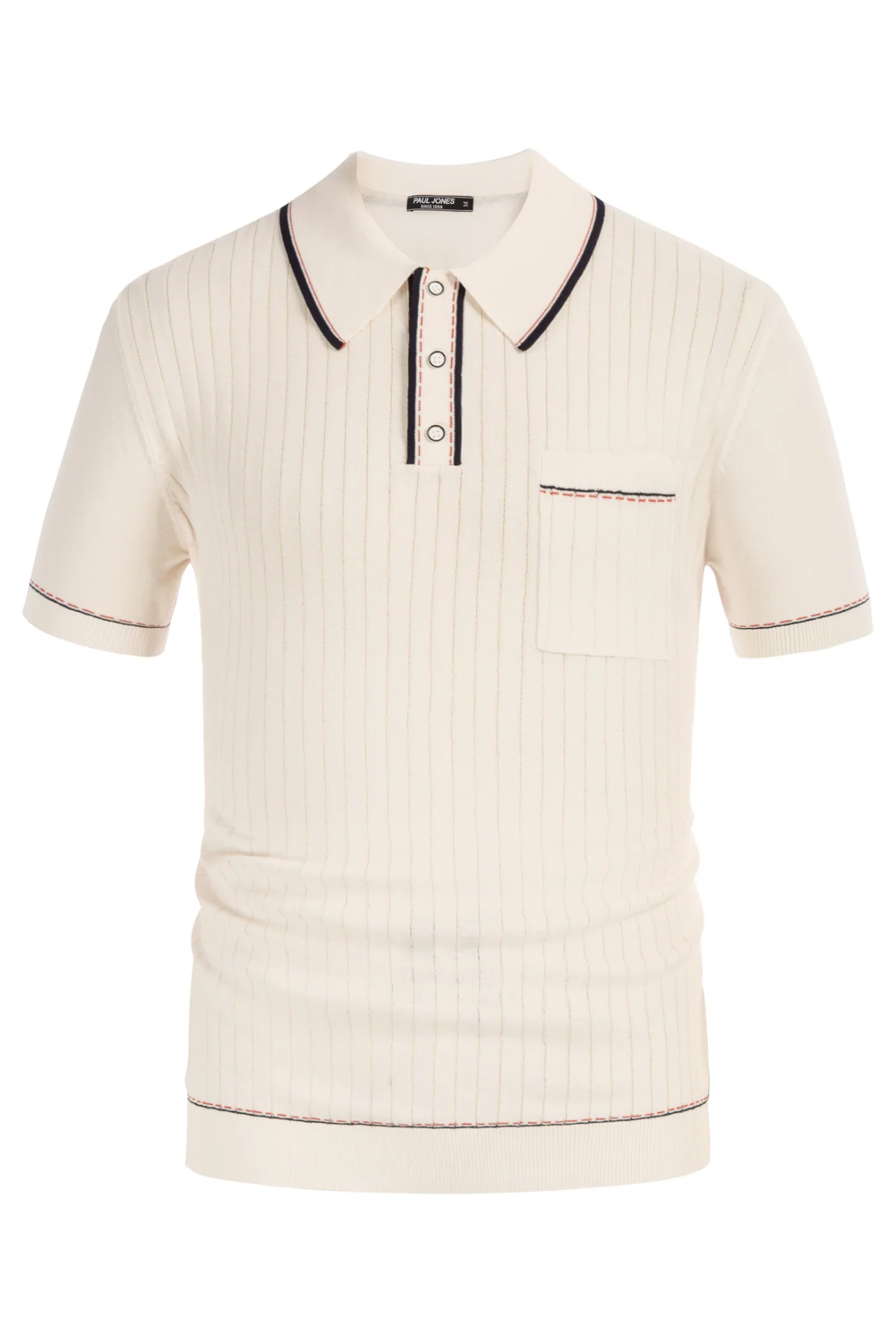 Men's Short Sleeve Knit Button Polo Shirts Casual Pullover Golf Shirt with Pockets - Image 3