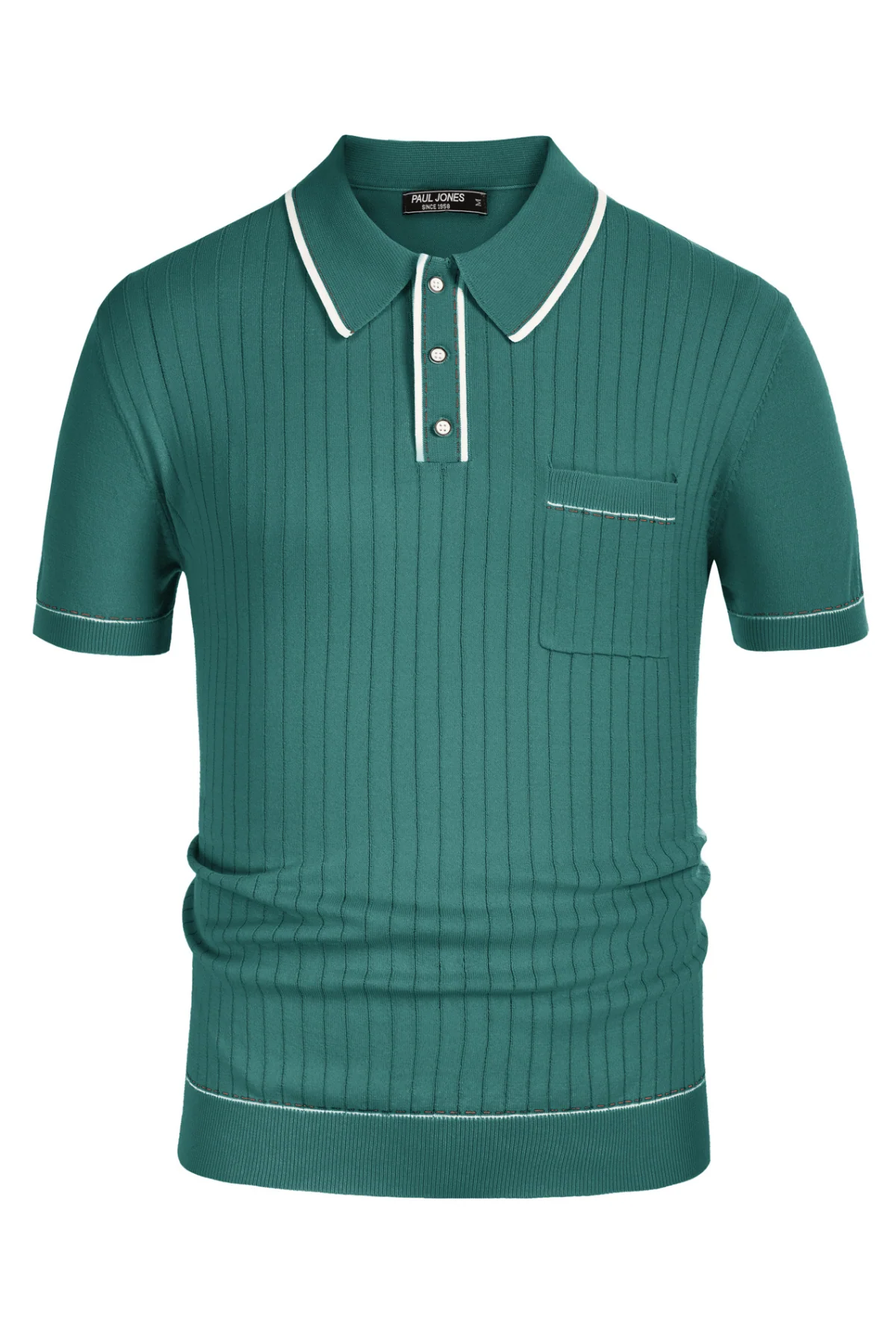 Men's Short Sleeve Knit Button Polo Shirts Casual Pullover Golf Shirt with Pockets - Image 59