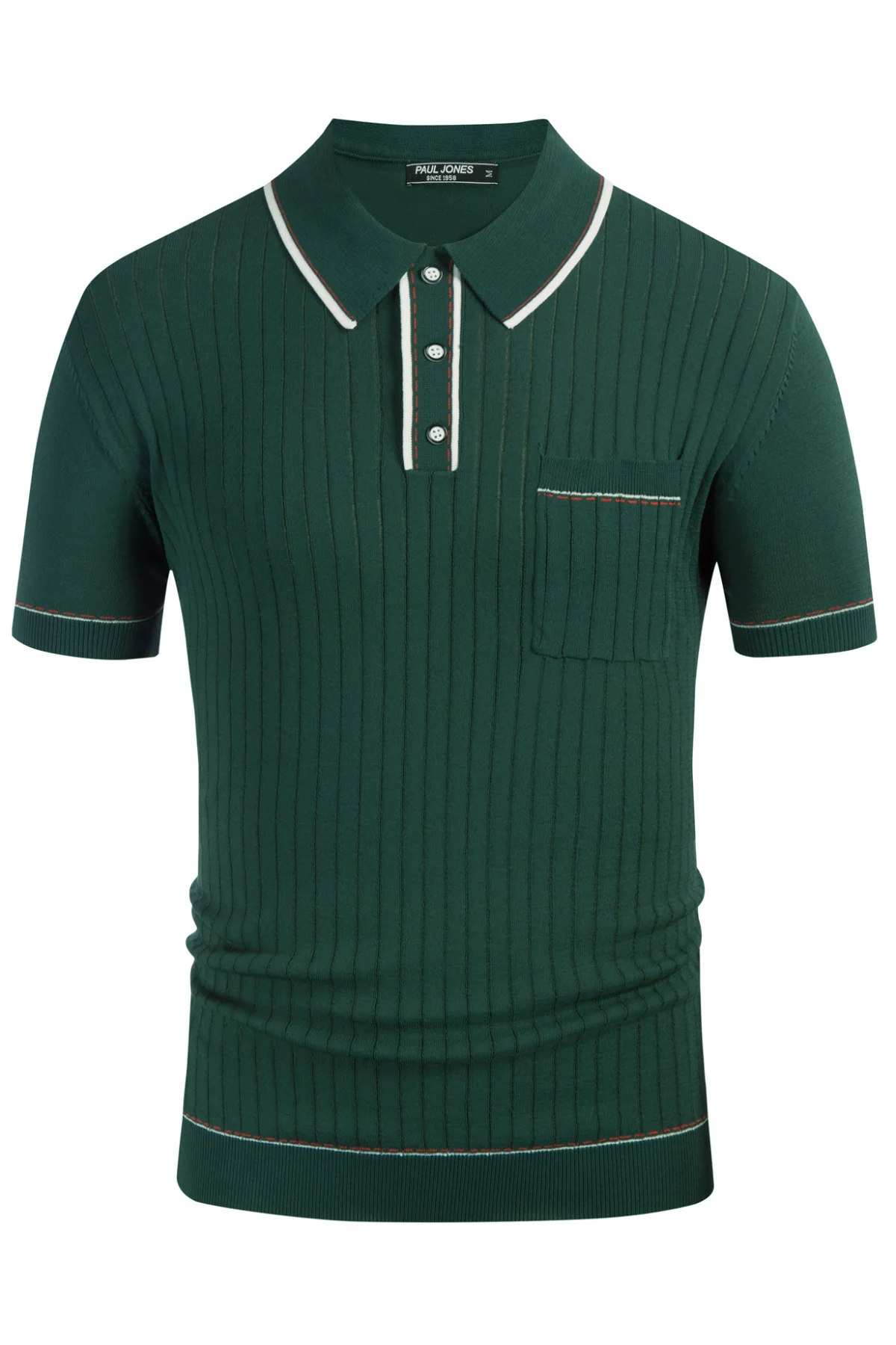 Men's Short Sleeve Knit Button Polo Shirts Casual Pullover Golf Shirt with Pockets - Image 7