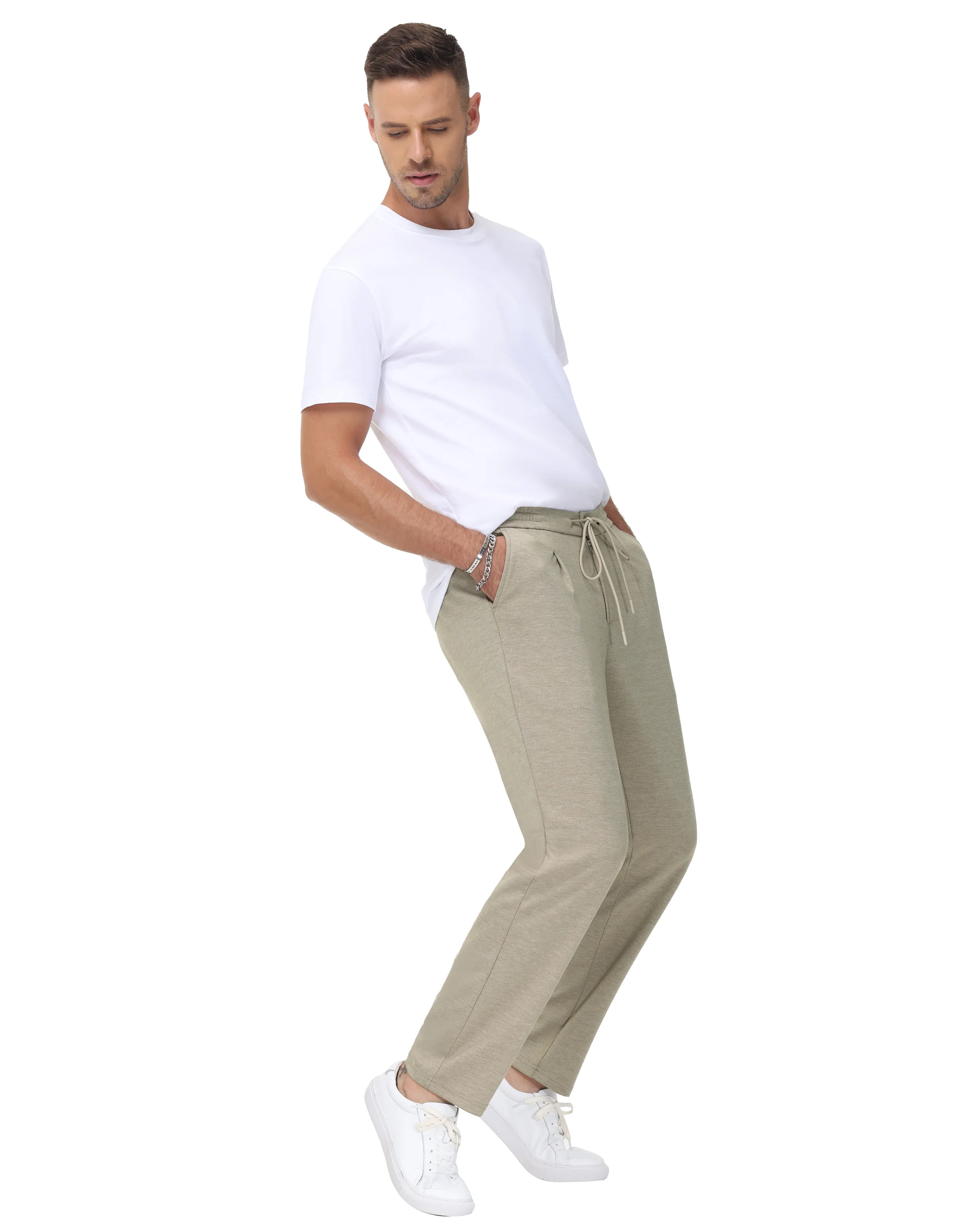 Men Multi-Pocket Pants Casual Comfy Elastic Drawstring Waist Pants - Image 12