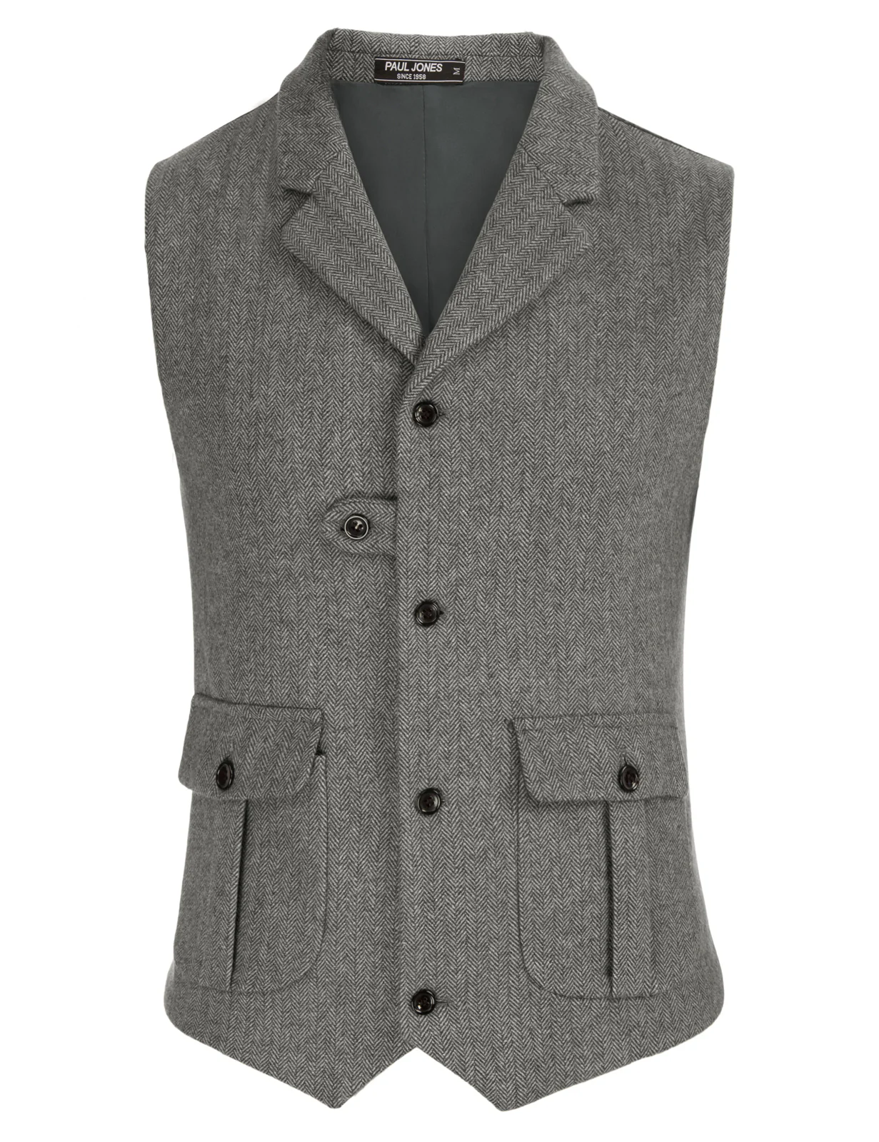 Men Notch Lapel Vest Coat Single Breasted Handkerchief Hem Cut-off Vest - Image 13