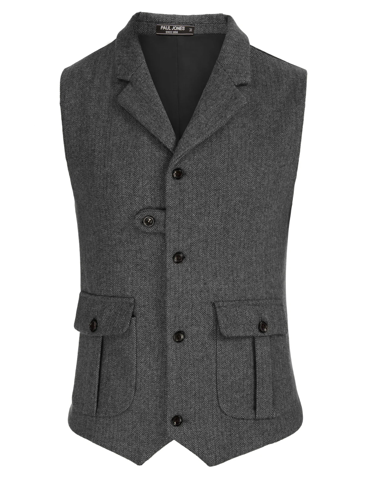 Men Notch Lapel Vest Coat Single Breasted Handkerchief Hem Cut-off Vest - Image 17