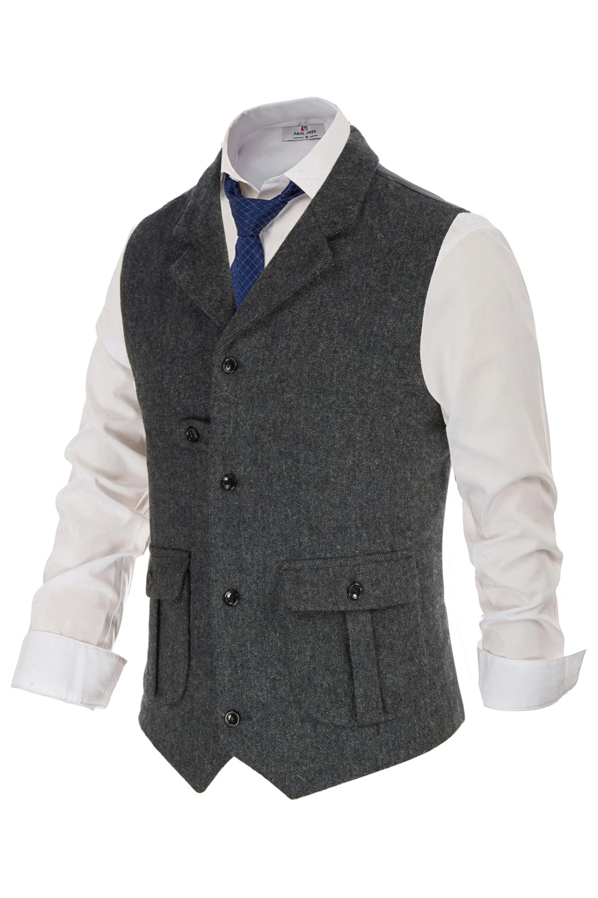 Men Notch Lapel Vest Coat Single Breasted Handkerchief Hem Cut-off Vest - Image 20