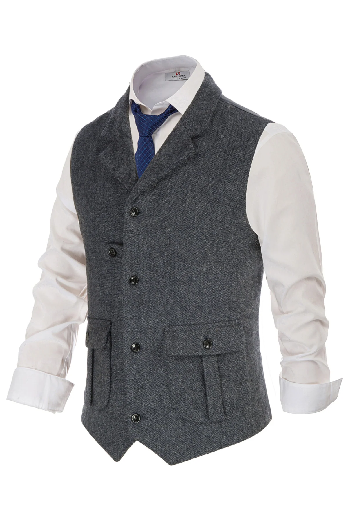 Men Notch Lapel Vest Coat Single Breasted Handkerchief Hem Cut-off Vest - Image 24