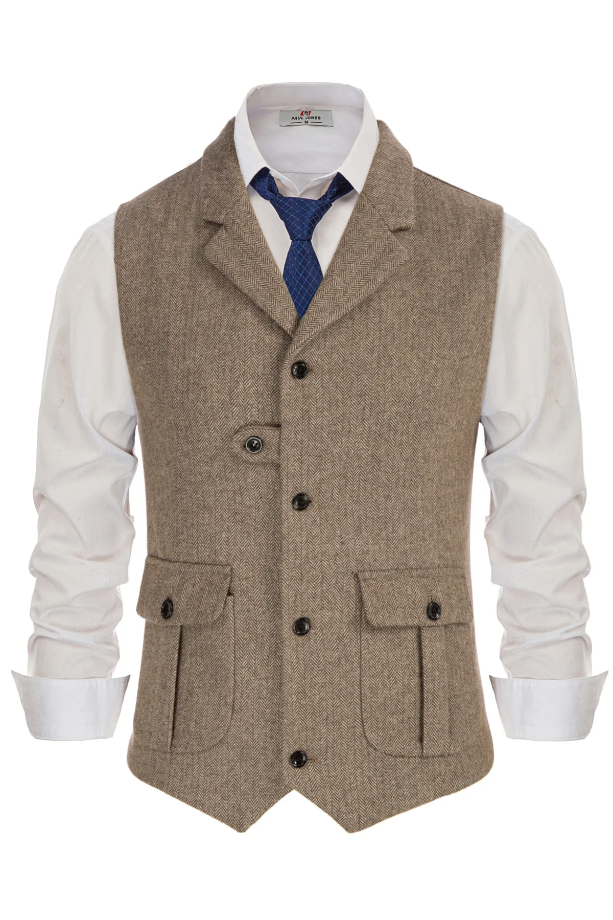 Men Notch Lapel Vest Coat Single Breasted Handkerchief Hem Cut-off Vest - Image 3