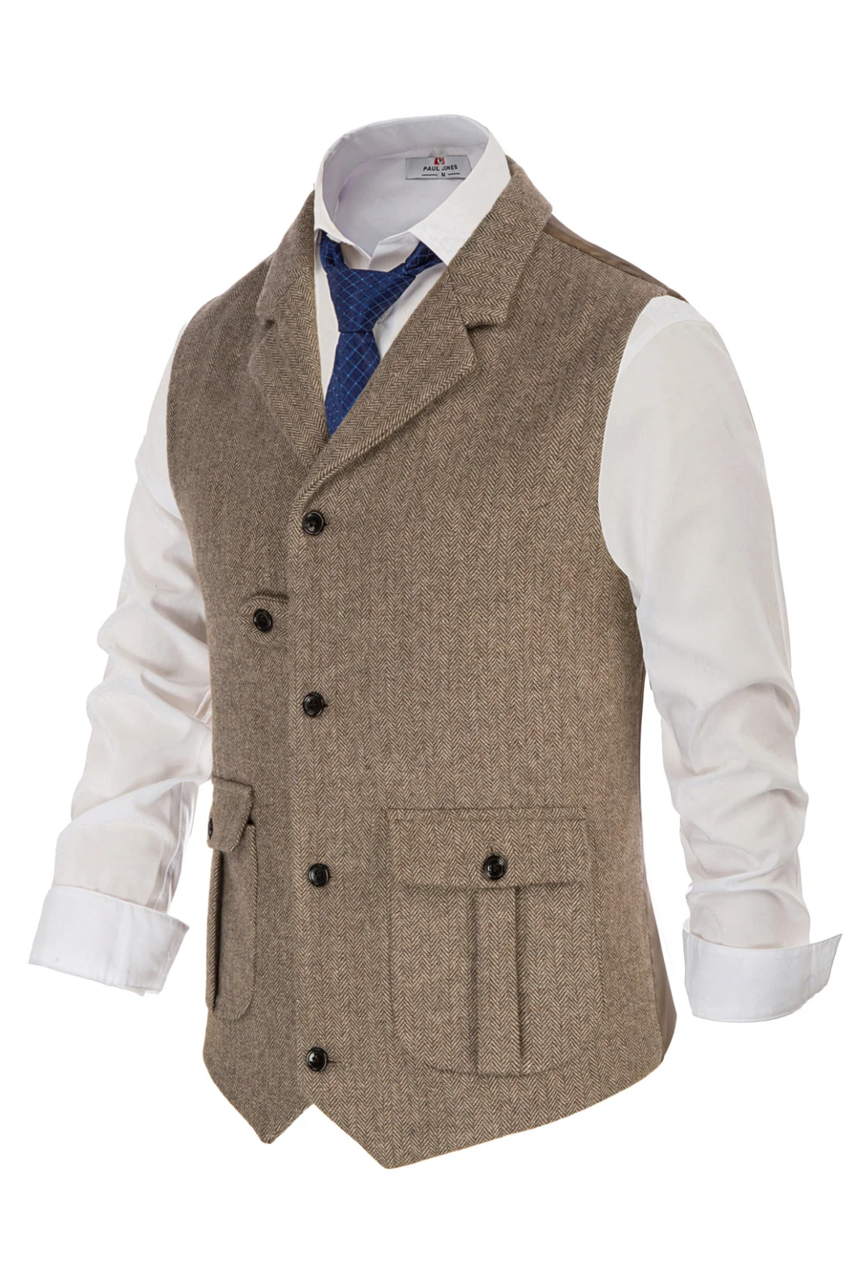 Men Notch Lapel Vest Coat Single Breasted Handkerchief Hem Cut-off Vest - Image 4