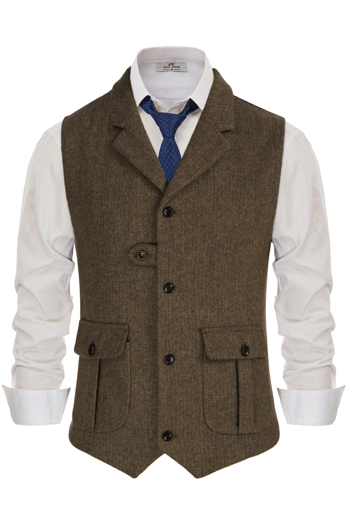 Men Notch Lapel Vest Coat Single Breasted Handkerchief Hem Cut-off Vest - Image 7