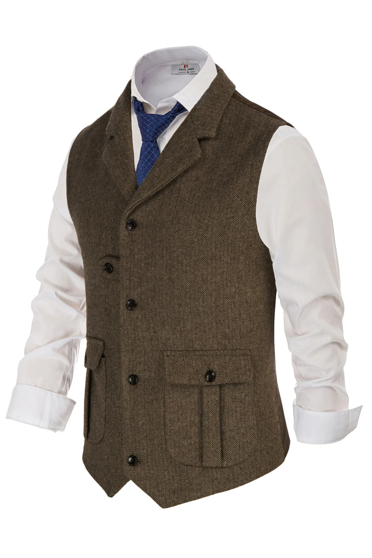 Men Notch Lapel Vest Coat Single Breasted Handkerchief Hem Cut-off Vest - Image 8