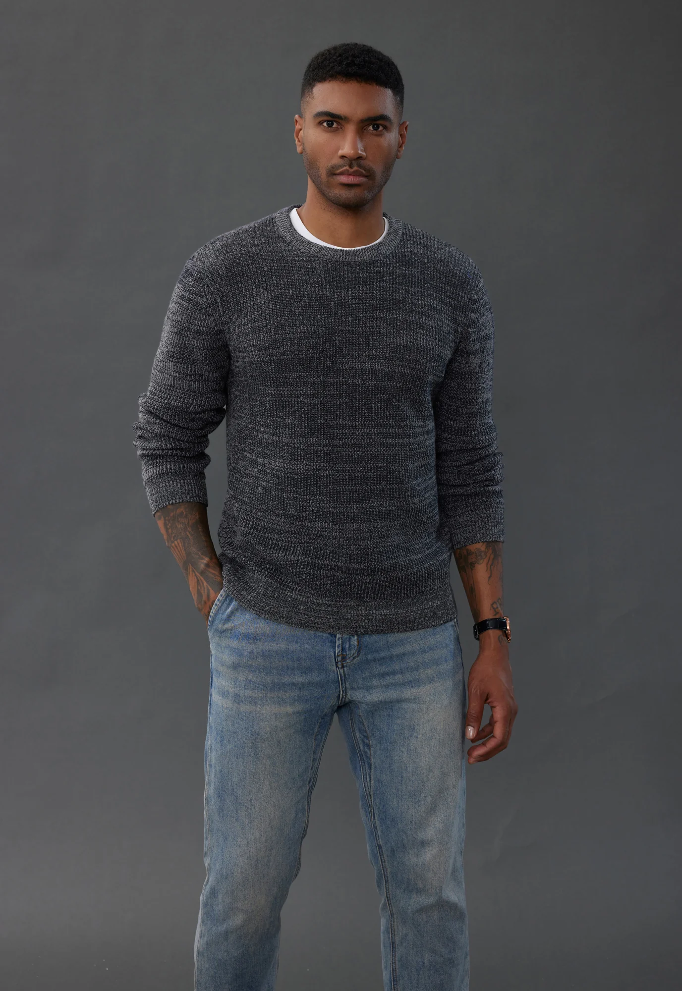 Men's Crewneck Sweater Long Sleeve Vintage Knitted Pullover - Image 10