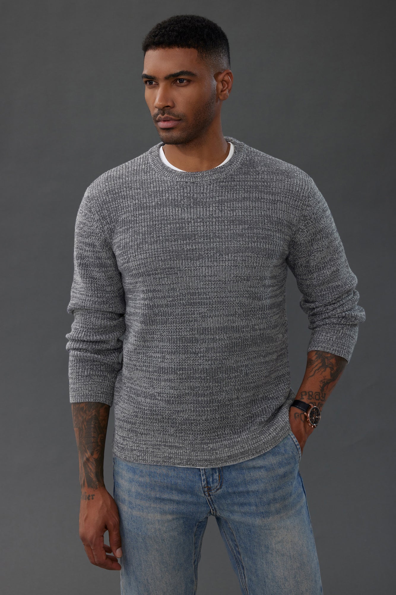Men's Crewneck Sweater Long Sleeve Vintage Knitted Pullover - Image 16