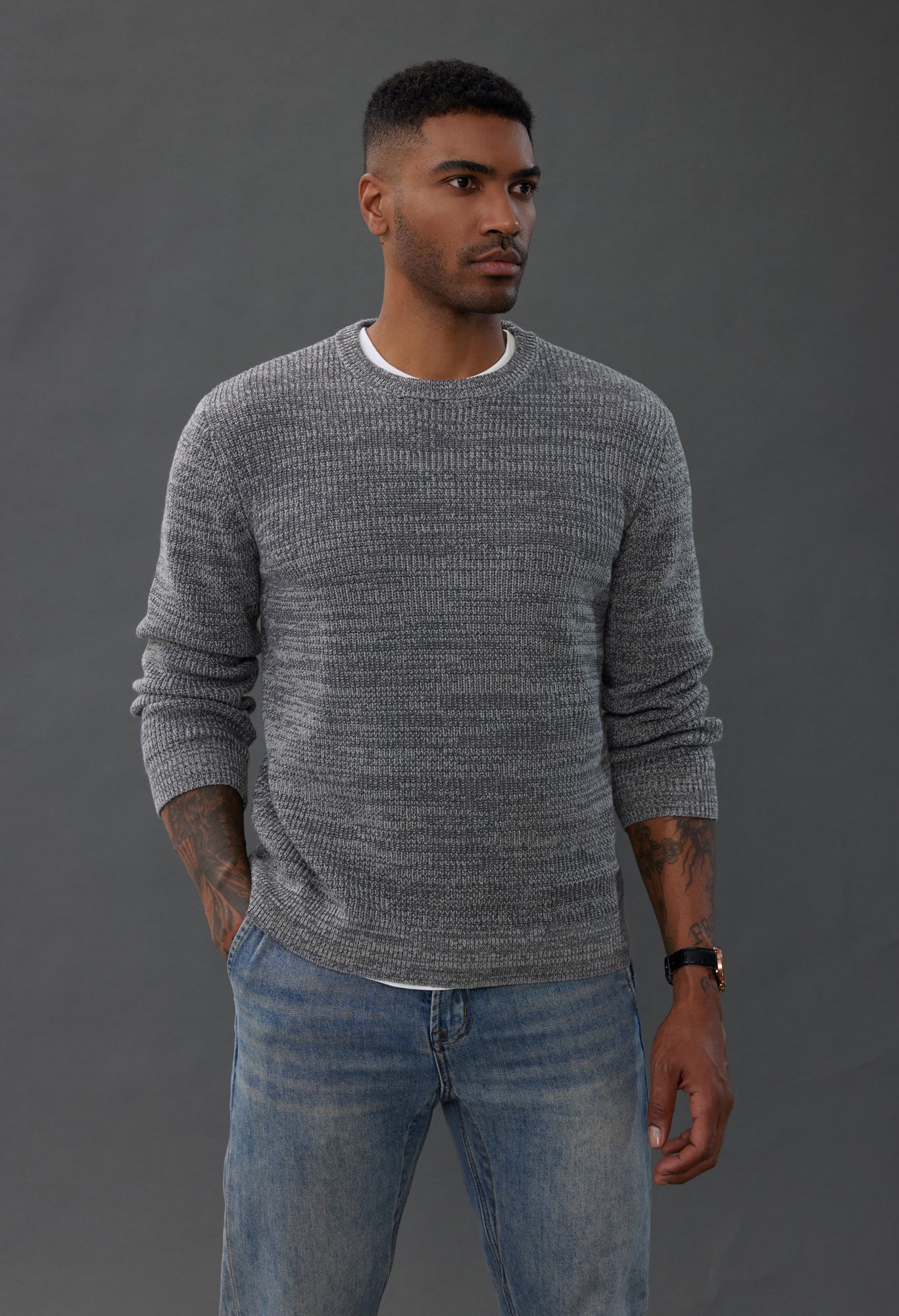 Men's Crewneck Sweater Long Sleeve Vintage Knitted Pullover - Image 17