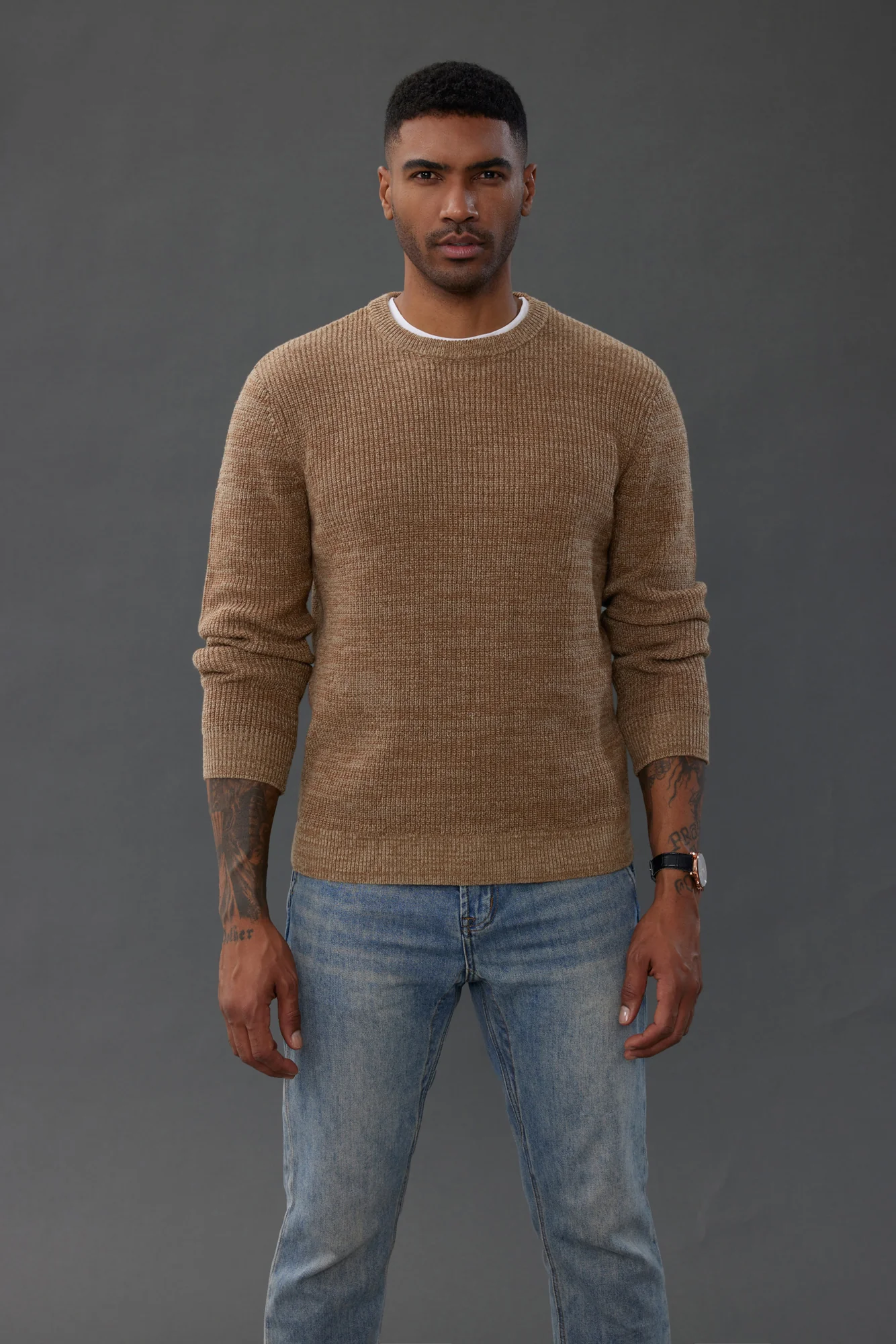 Men's Crewneck Sweater Long Sleeve Vintage Knitted Pullover - Image 23