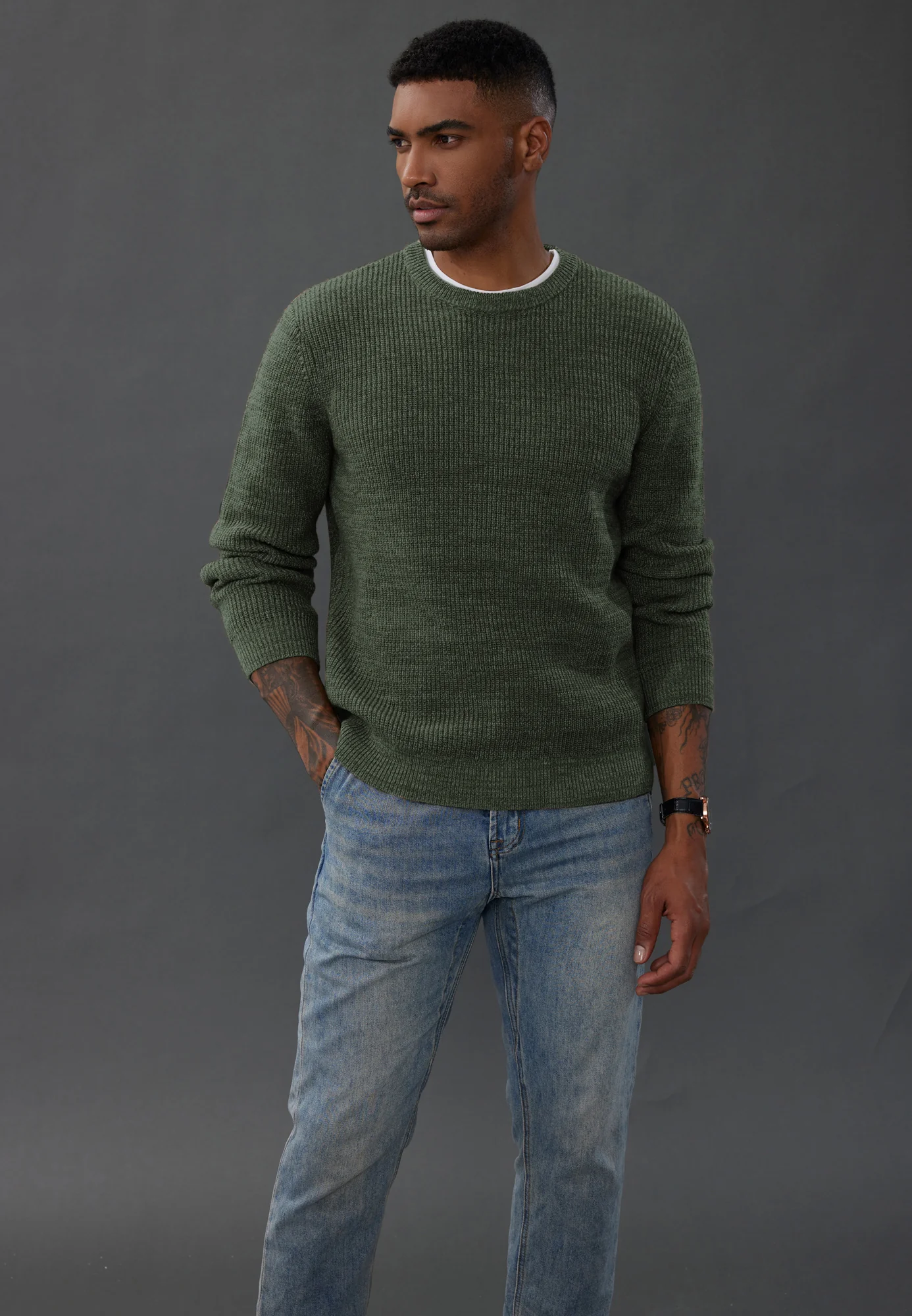 Men's Crewneck Sweater Long Sleeve Vintage Knitted Pullover - Image 26