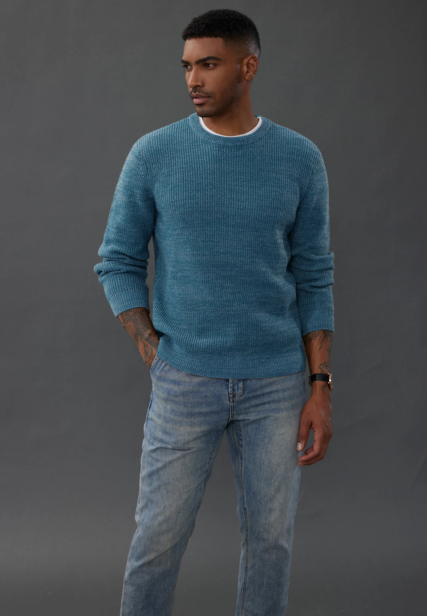 Men's Crewneck Sweater Long Sleeve Vintage Knitted Pullover - Image 31