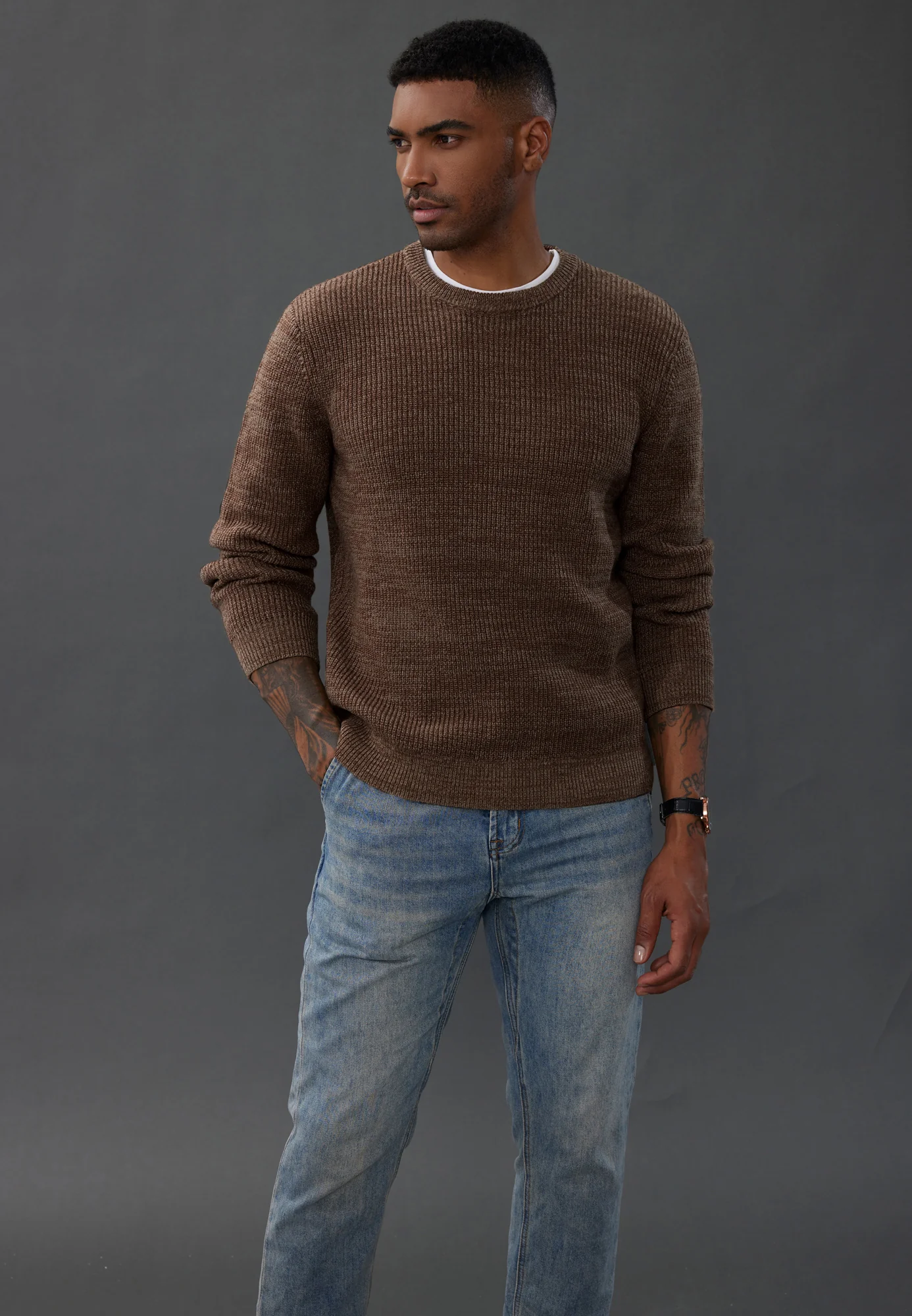 Men's Crewneck Sweater Long Sleeve Vintage Knitted Pullover - Image 38