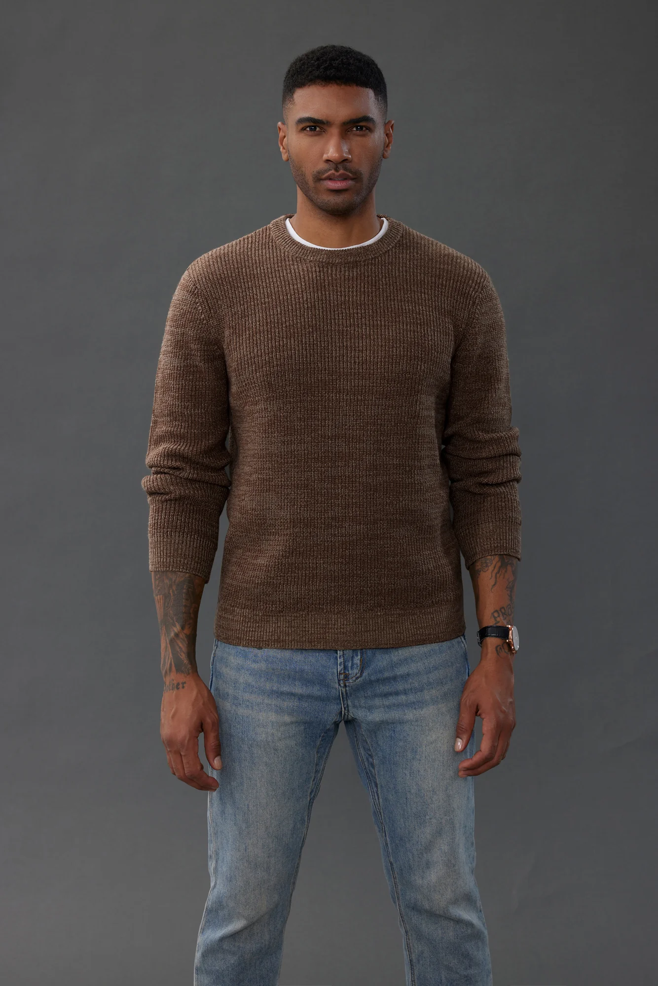 Men's Crewneck Sweater Long Sleeve Vintage Knitted Pullover - Image 40