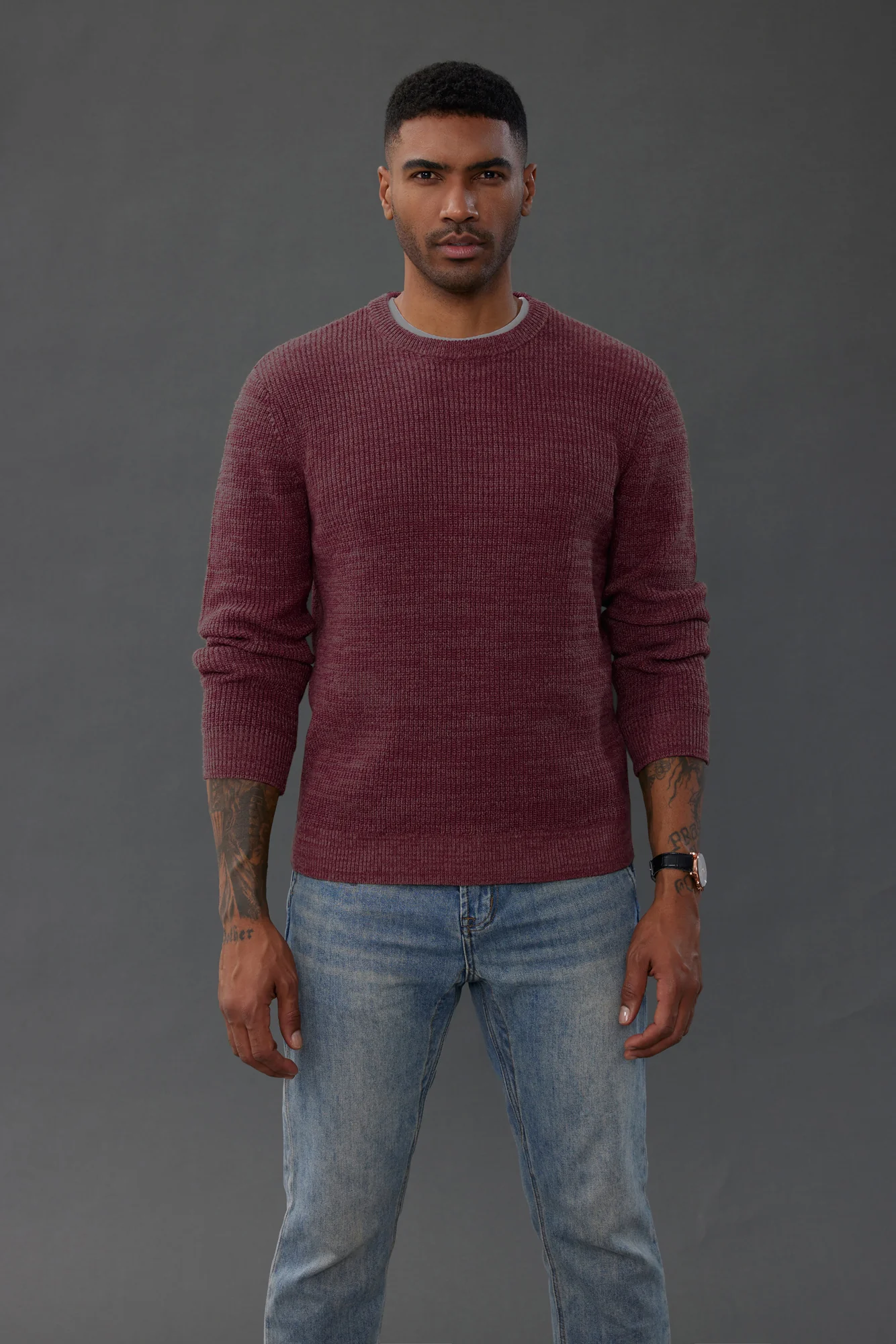 Men's Crewneck Sweater Long Sleeve Vintage Knitted Pullover - Image 42