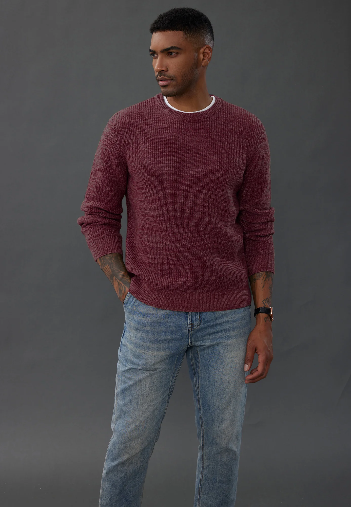 Men's Crewneck Sweater Long Sleeve Vintage Knitted Pullover - Image 43