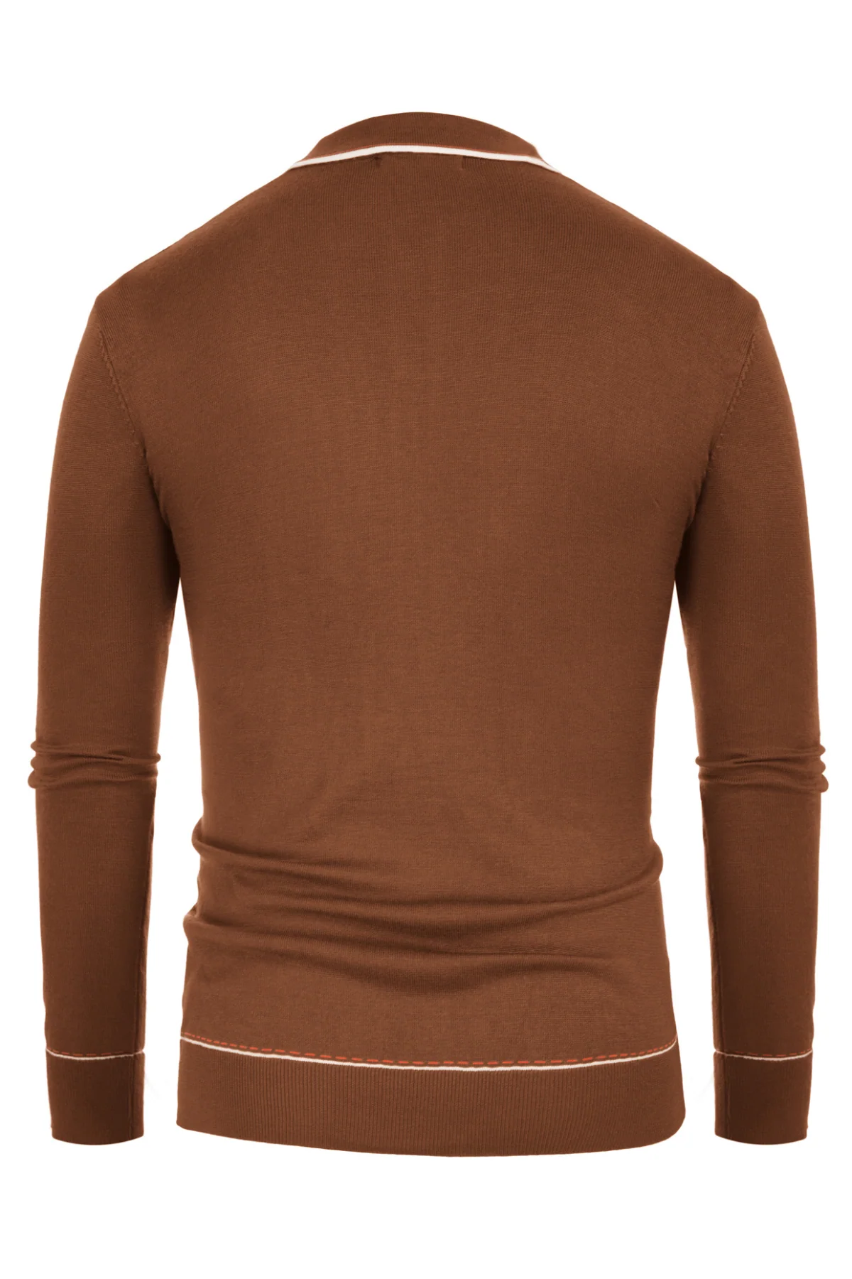Men Ribbed Sweater Long Sleeve Lapel Collar Button-up Neck Pullover Knitwear Shirts - Image 10