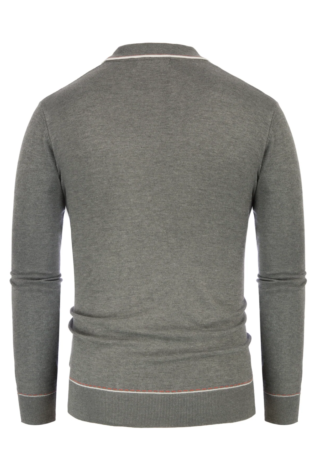 Men Ribbed Sweater Long Sleeve Lapel Collar Button-up Neck Pullover Knitwear Shirts - Image 14