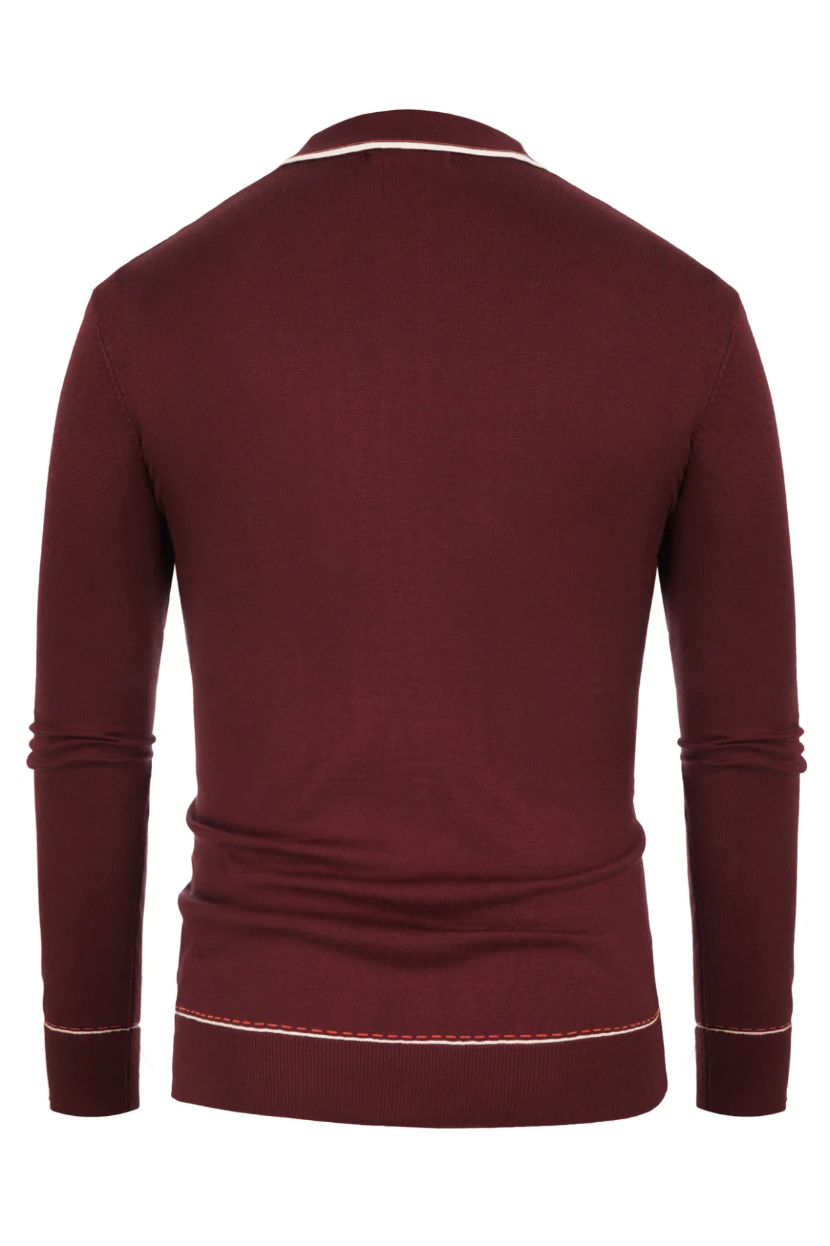 Men Ribbed Sweater Long Sleeve Lapel Collar Button-up Neck Pullover Knitwear Shirts - Image 19