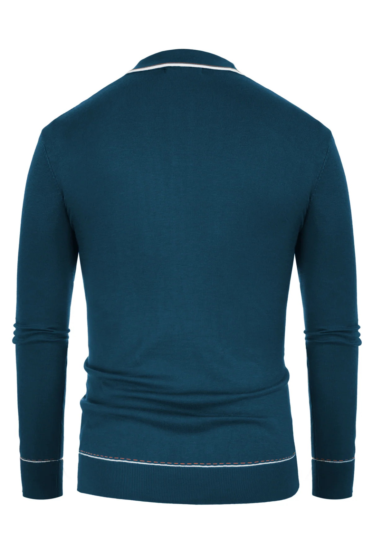 Men Ribbed Sweater Long Sleeve Lapel Collar Button-up Neck Pullover Knitwear Shirts - Image 25