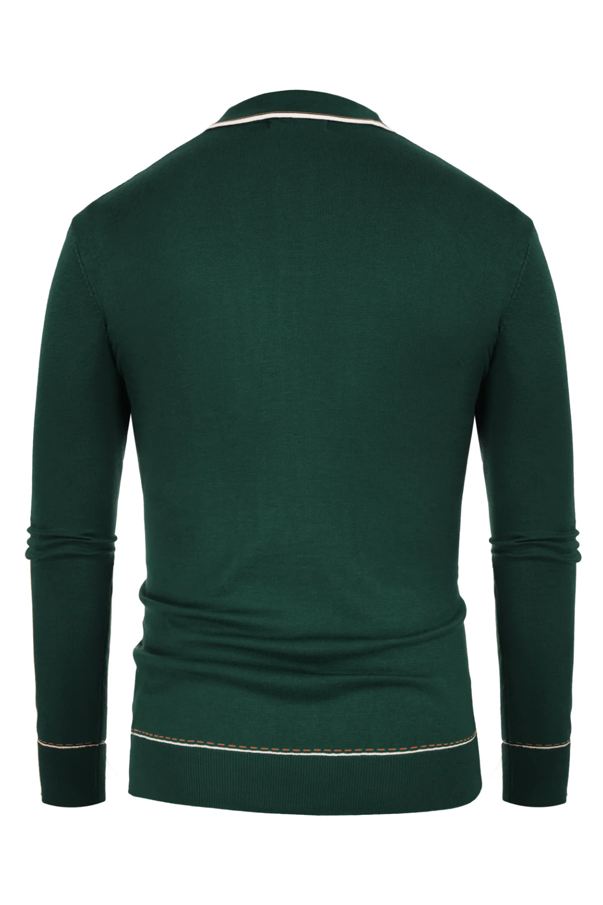 Men Ribbed Sweater Long Sleeve Lapel Collar Button-up Neck Pullover Knitwear Shirts - Image 6