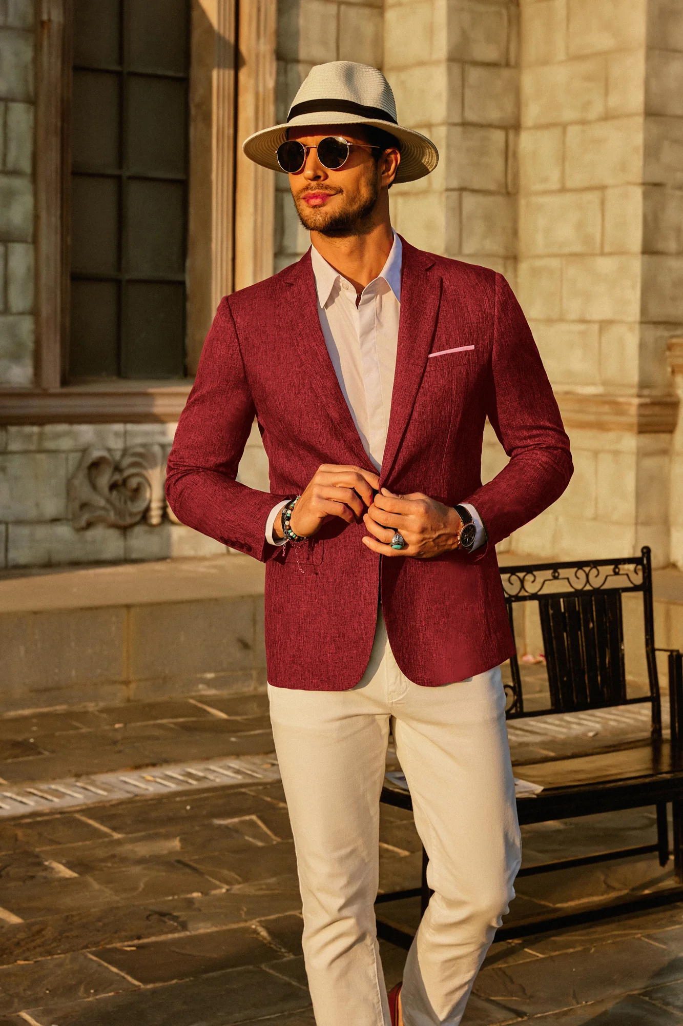 Men's Casual Lightweight Blazer Sport Coat One Button Business Suit Jacket - Image 23
