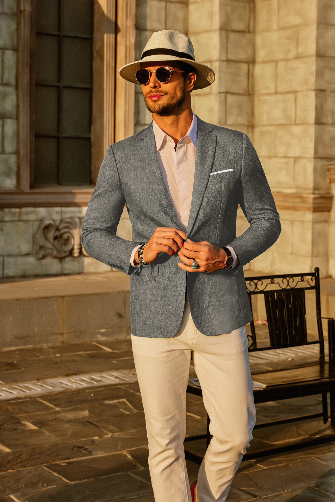 Men's Casual Lightweight Blazer Sport Coat One Button Business Suit Jacket - Image 5