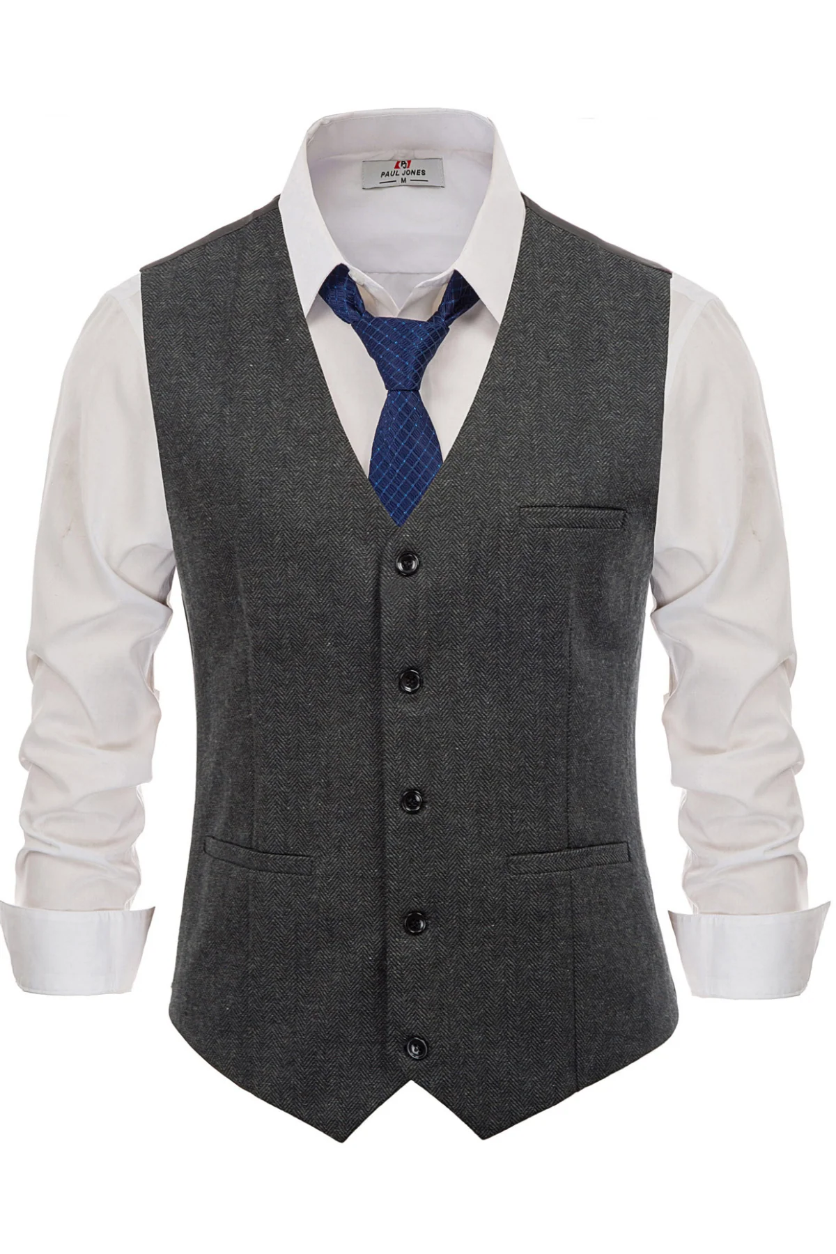 Men’s Slim Fit V-Neck Single Breasted Handkerchief Hem Waistcoat Vest Coat - Image 41
